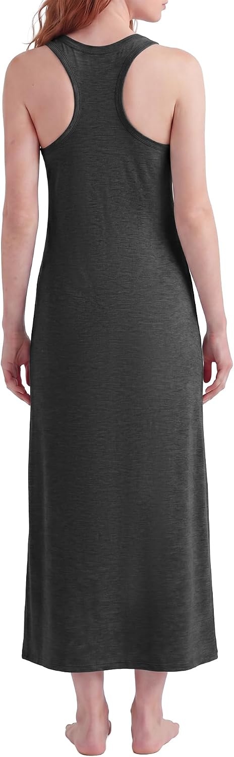 Stelle Women Nightgowns Long Sleeveless Sleepwear Racerback Pajama Dress Nightshirt(Charcoal)