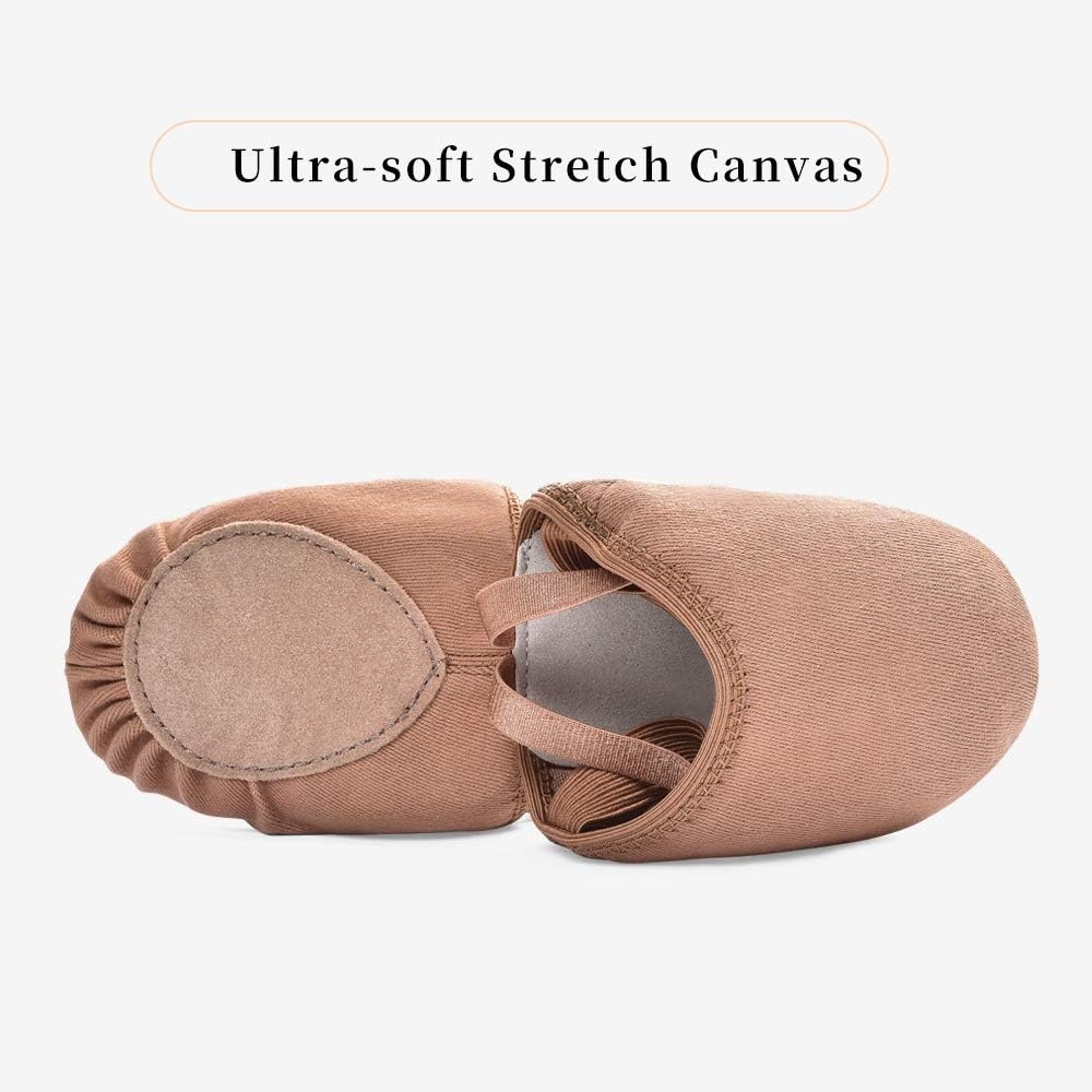 Stelle Half Soles Dance Shoes Women Men Canvas Lyrical Pirouette Ballet Shoes Turners Dance Shoes for Contemporary(Tan)