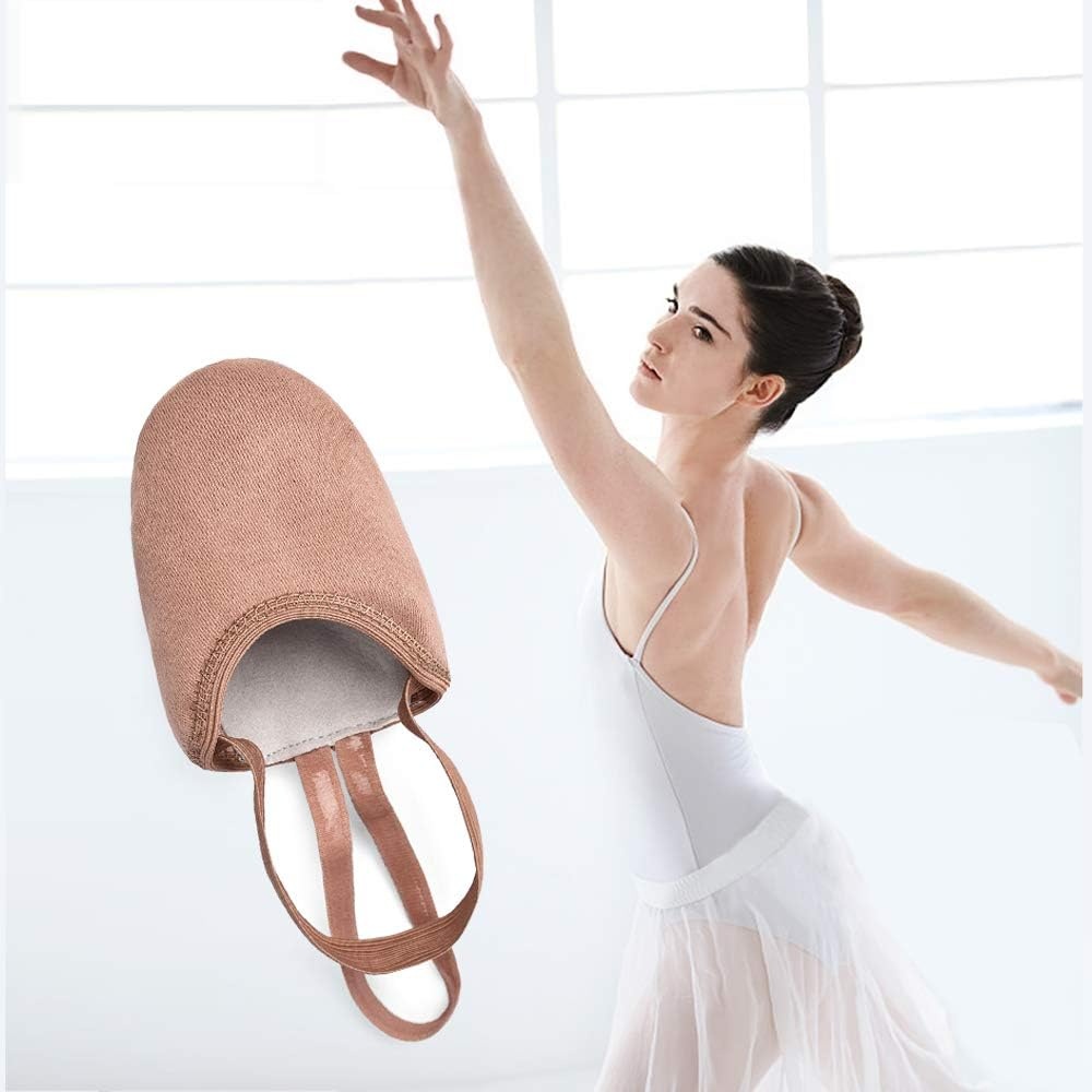 Stelle Half Soles Dance Shoes Women Men Canvas Lyrical Pirouette Ballet Shoes Turners Dance Shoes for Contemporary(Tan)