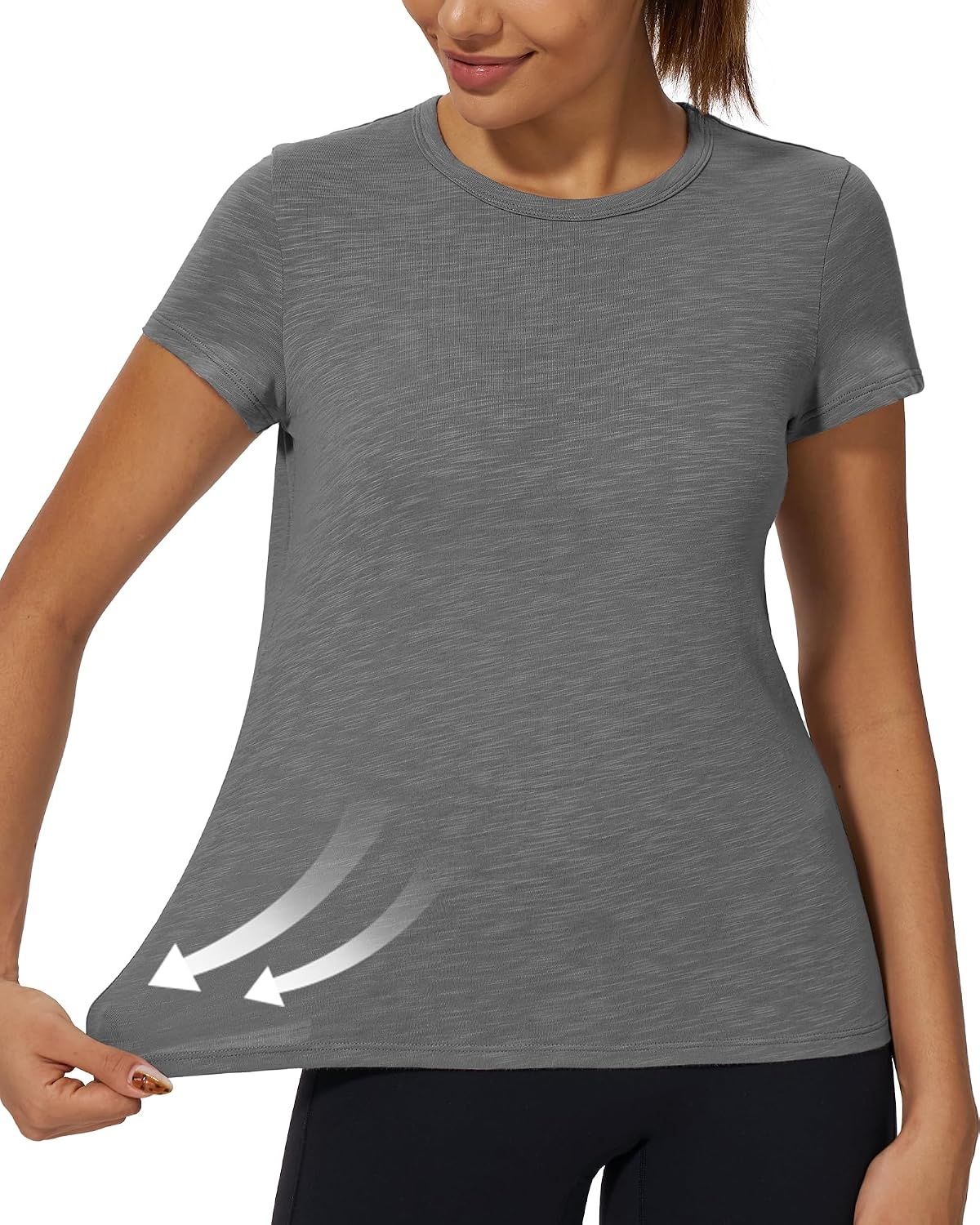 Stelle Womens Modal Soft Crewneck Short Sleeve T Shirts Basic Tees | Breathable,Cotton Blend,Loose Fit,Lightweight,Casual,Layering essential,Streetwear,Summer Outfits(Dark Grey)