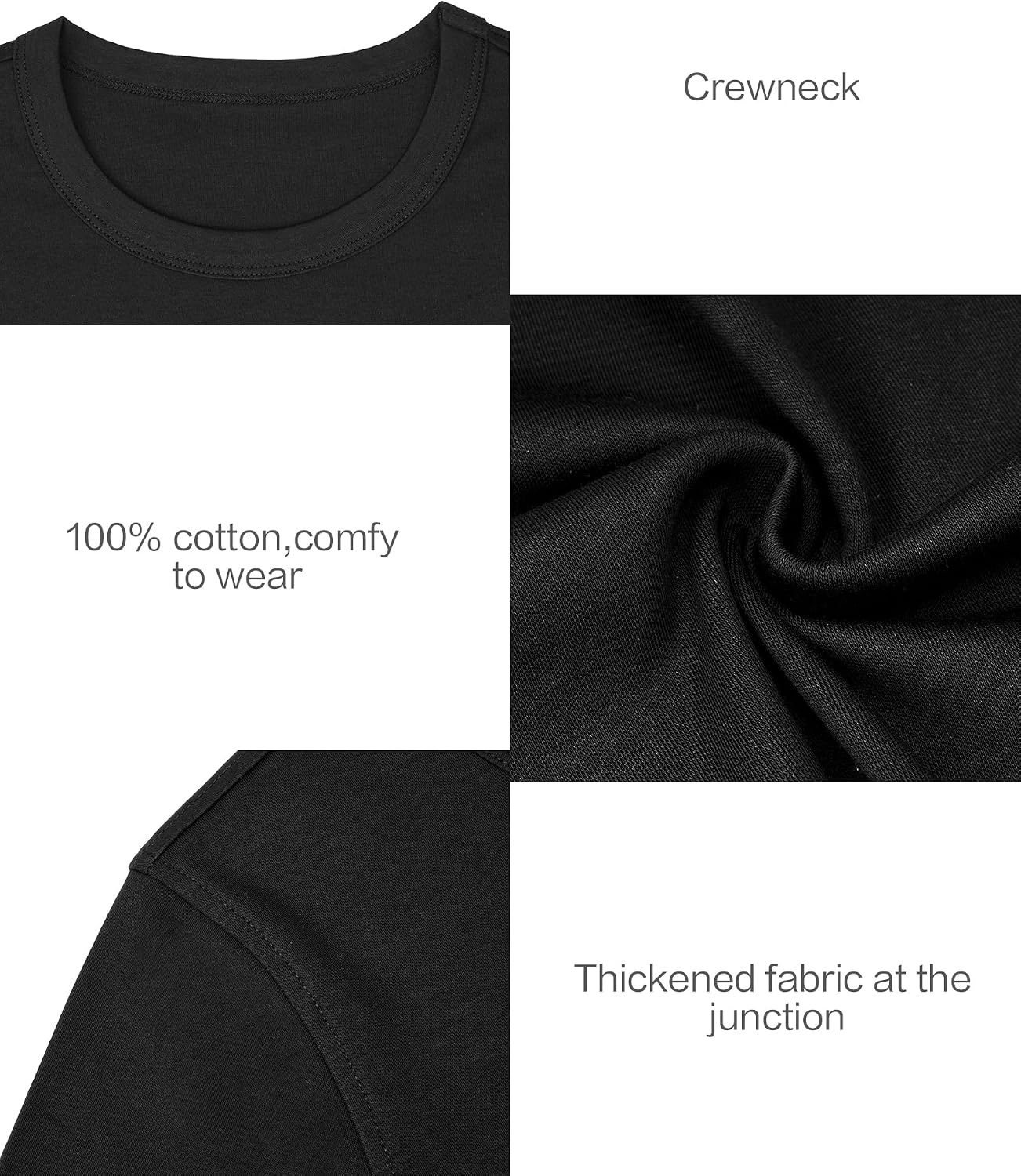 Stelle Women’s Cotton T-Shirts Crewneck Short Sleeve Basic Tees Summer Casual Solid Crop Tops(Black)