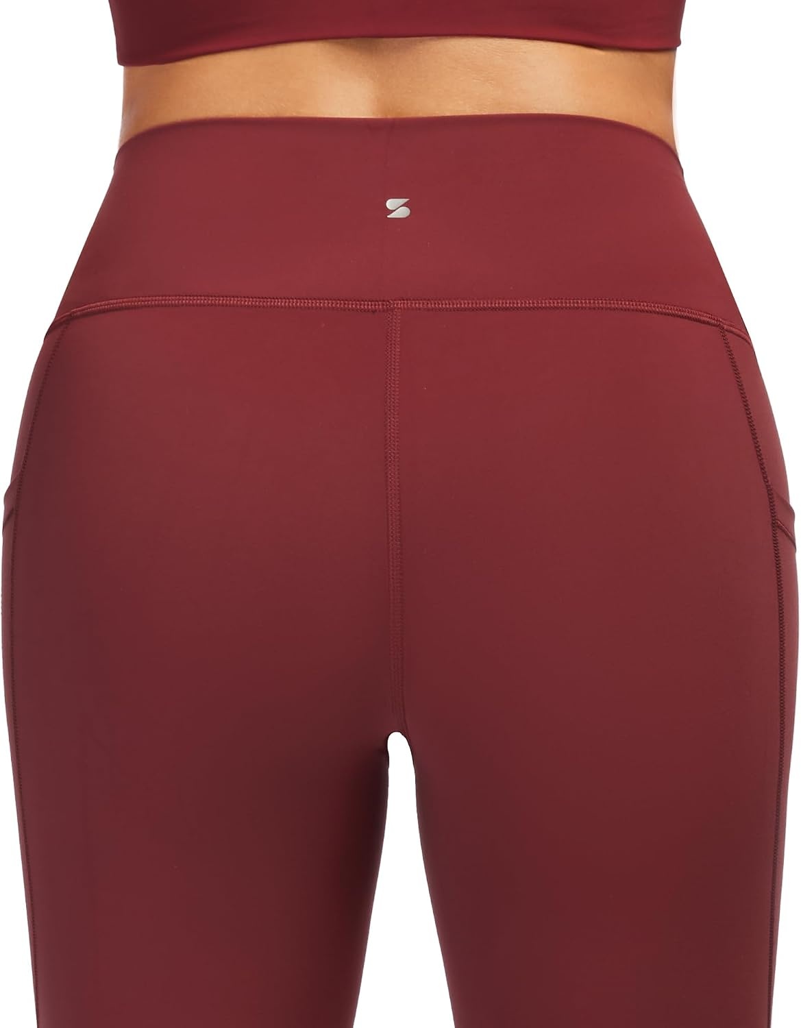 Stelle High Waisted Yoga Leggings with Pockets, Buttery Soft Workout Yoga Pants for Women Tummy Control Running Gym(Brushed Buttery Soft-burgundy)