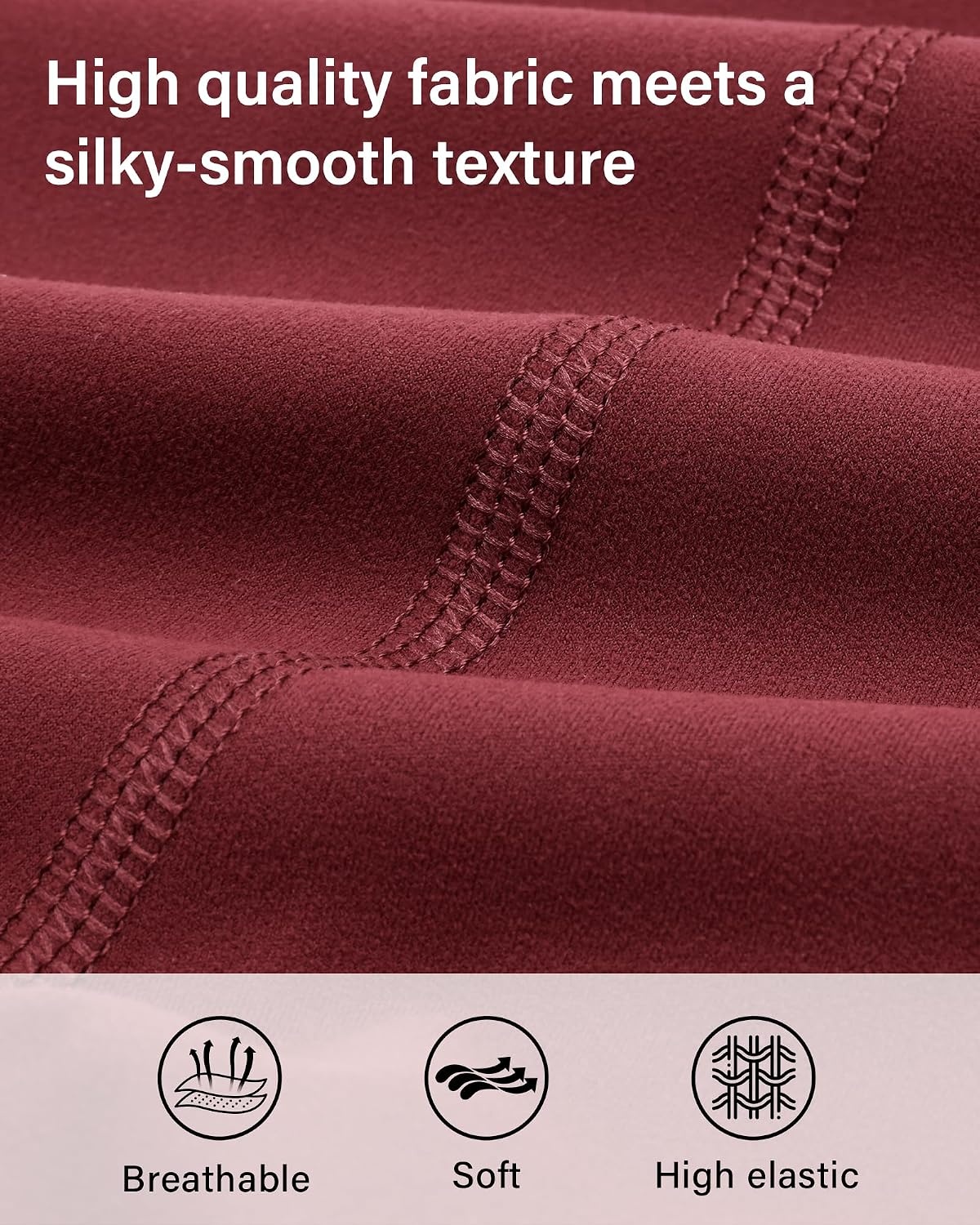 Stelle High Waisted Yoga Leggings with Pockets, Buttery Soft Workout Yoga Pants for Women Tummy Control Running Gym(Brushed Buttery Soft-burgundy)