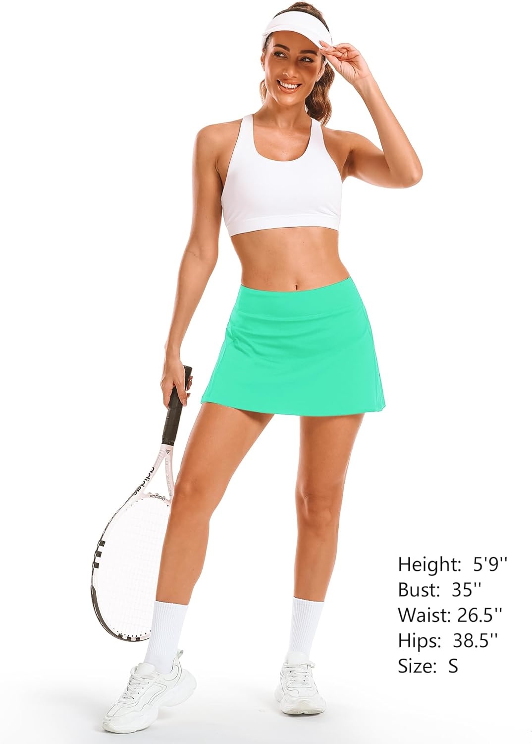 Stelle Women’s Tennis Golf Skirts High Waisted with Pockets Inner Shorts for Athletic Skorts Sports Running Pickleball(Mint Green)