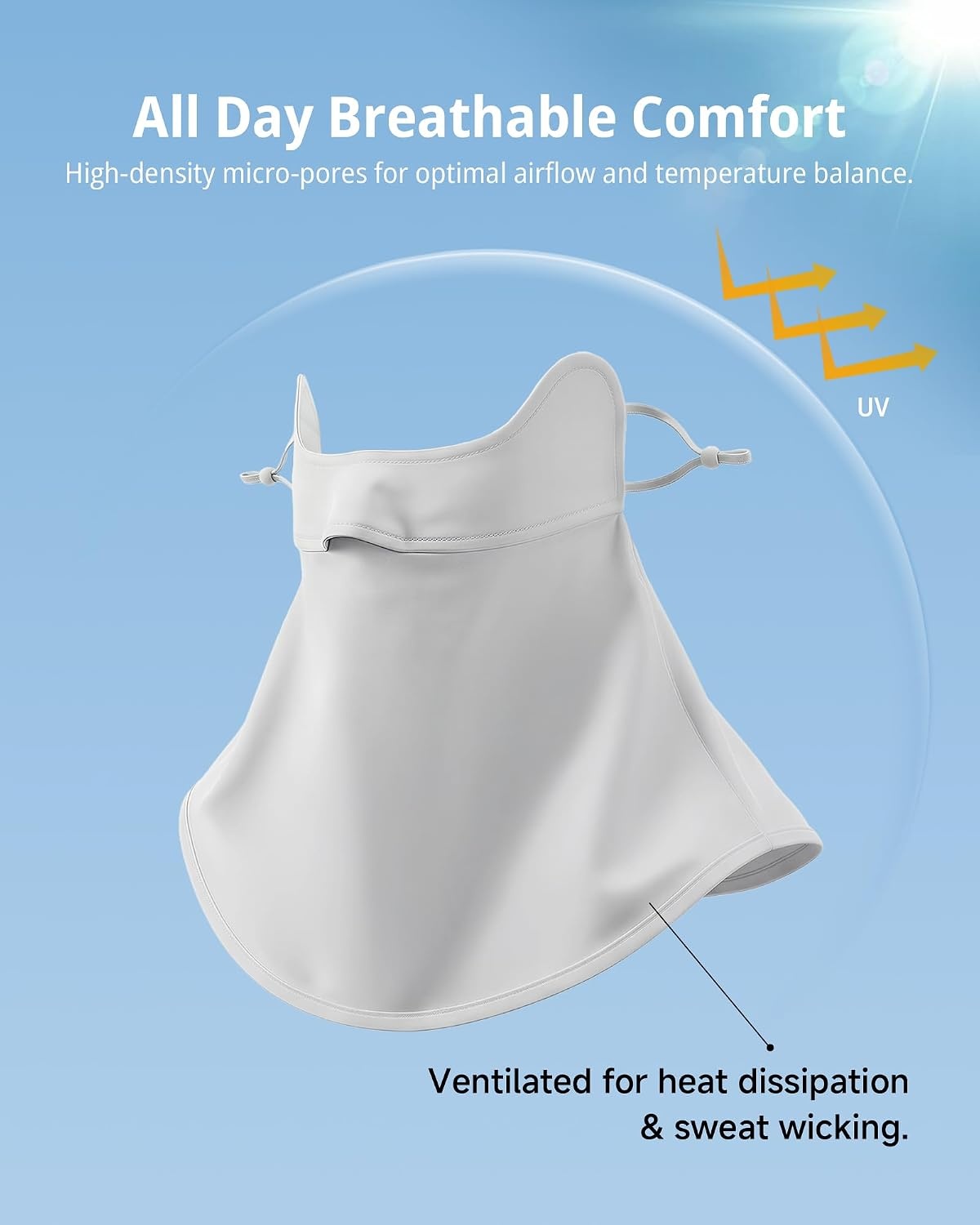 Stelle UPF 50+ UV Face Mask Cooling Neck Gaiter Breathable Sun Cover(Light Grey)