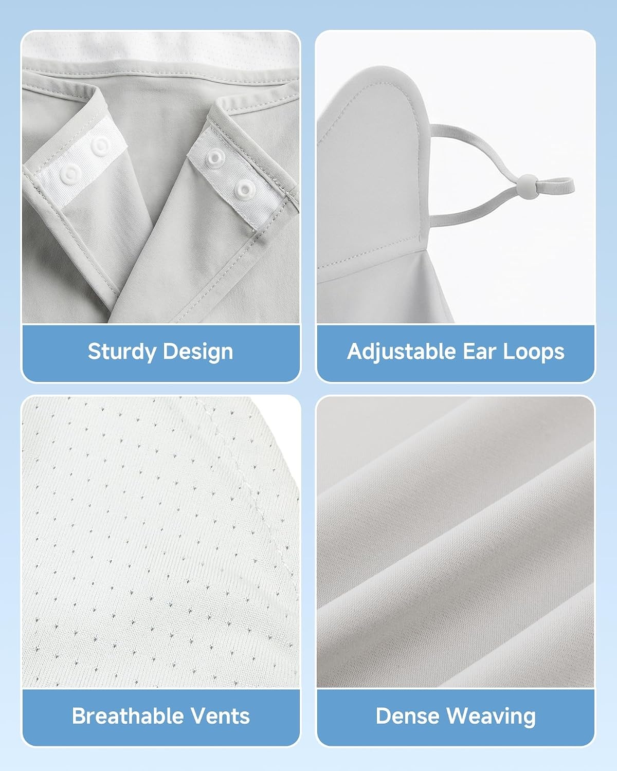 Stelle UPF 50+ UV Face Mask Cooling Neck Gaiter Breathable Sun Cover(Light Grey)