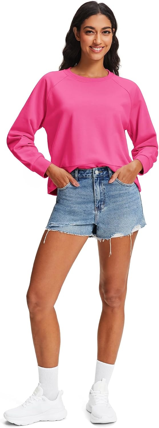 Stelle Women’s Raglan Crewneck Sweatshirt Relaxed Fit Casual Everyday(Cosmopolitan)