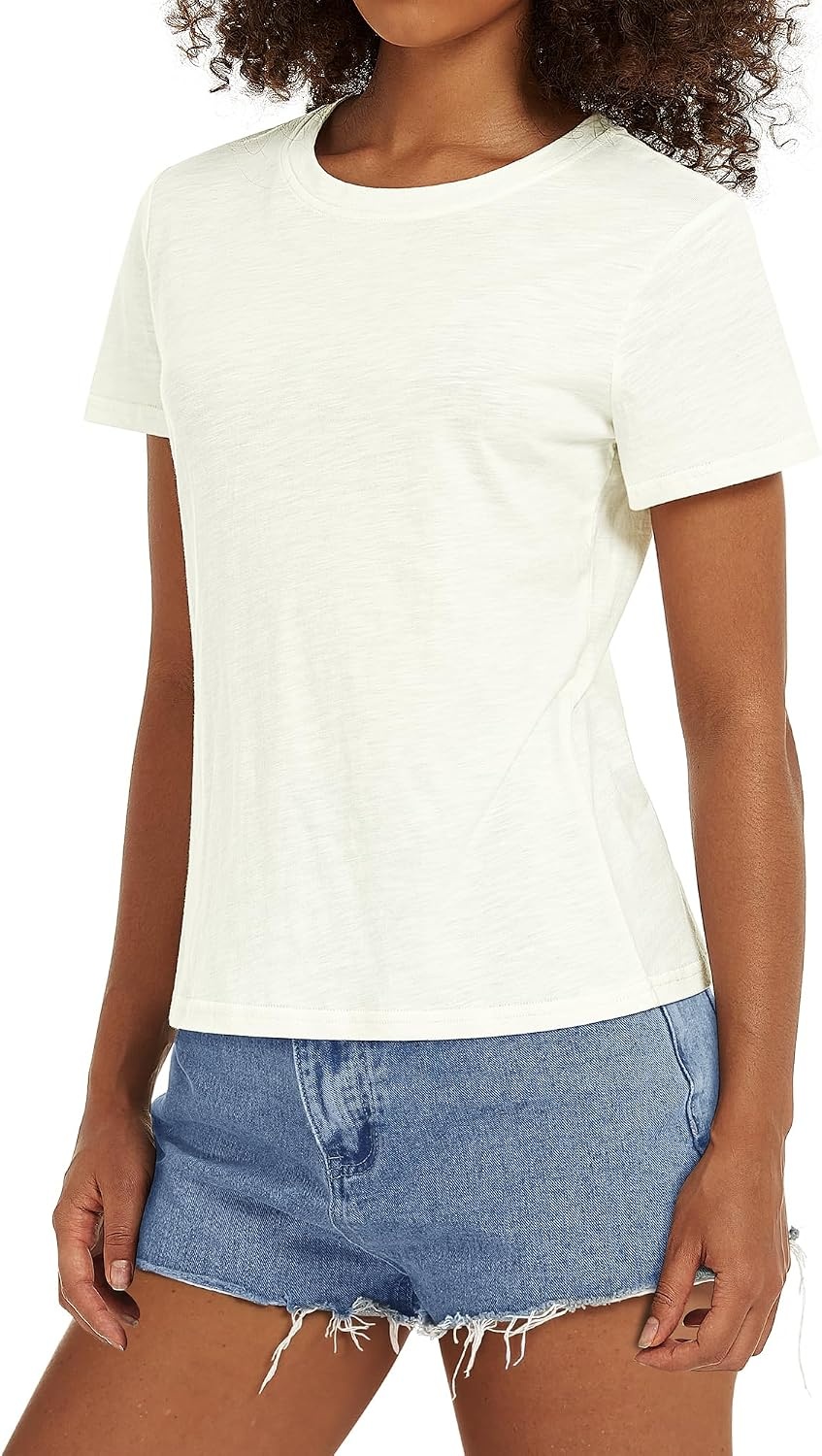 Stelle Womens Cotton T Shirts Comfort Soft Casual Everyday Modal Tops(Creme)