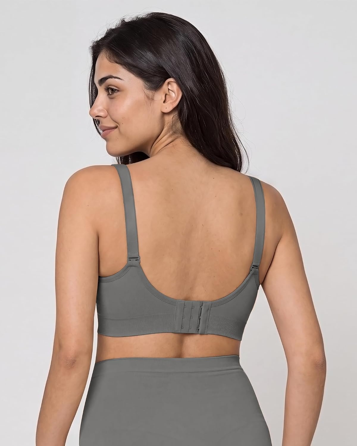 Stelle Nursing Bras Maternity Bralette Seamless for Breastfeeding | Removable pads, Soft stretch fabric, One-hand clips, Pregnancy, Postpartum, Everyday comfort(Black+gray)