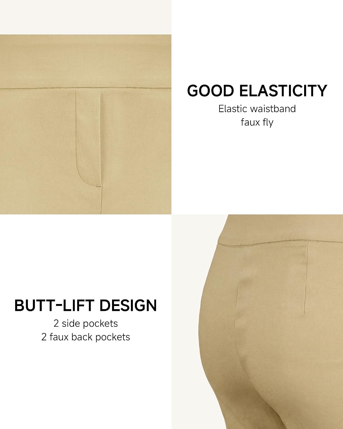 Stelle Women’s Pull On Capri Pants with Pockets Business Work Casual Pants(Dune)
