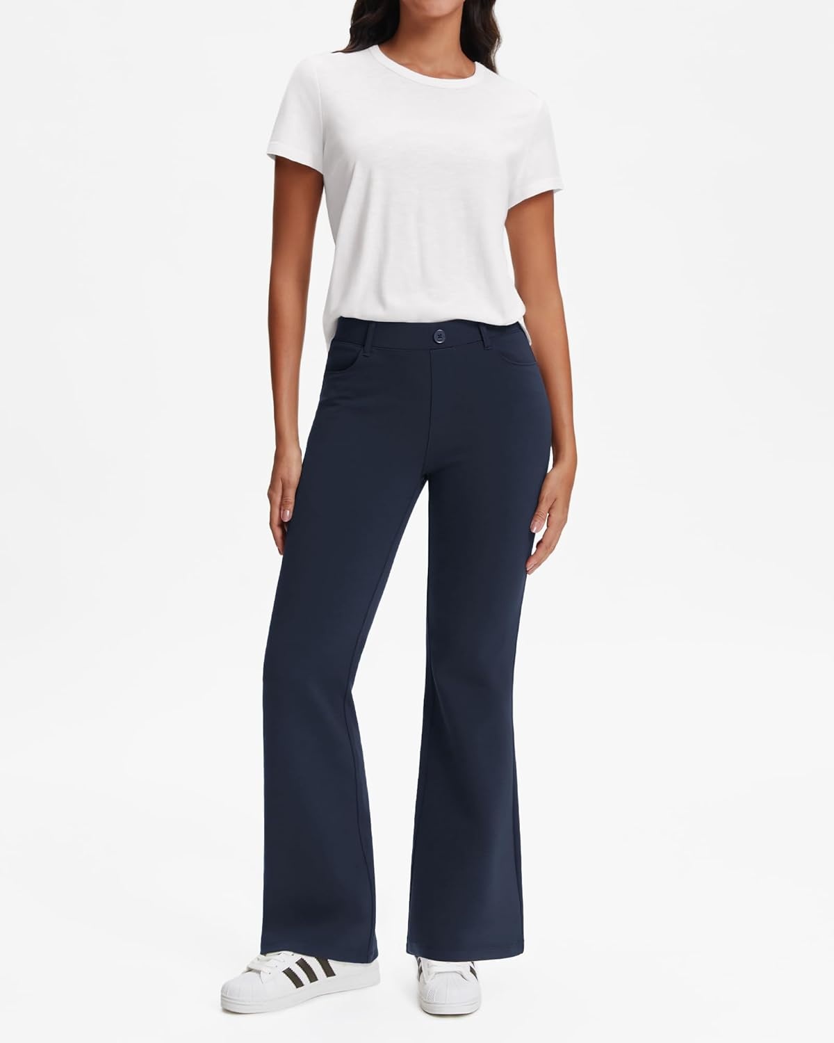 Stelle Women’s 30″ Wide Leg Bootcut Dress Pants High Waisted Stretchy Work Pants Business Casual Office Slacks with Pockets(Navy)