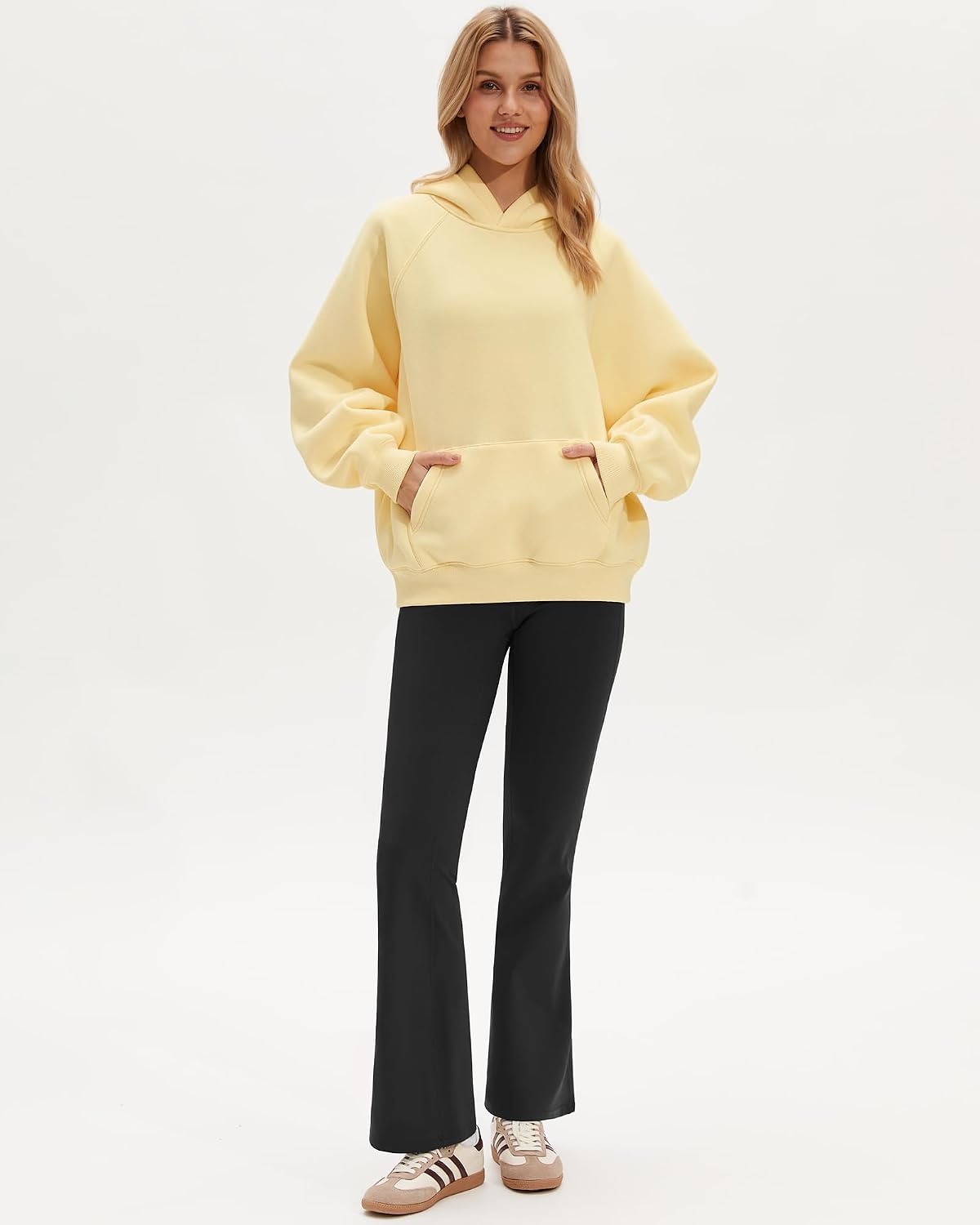 Stelle Women’s Oversized Fleece Hoodies Long Sleeve Casual Sweatshirt(Butter)