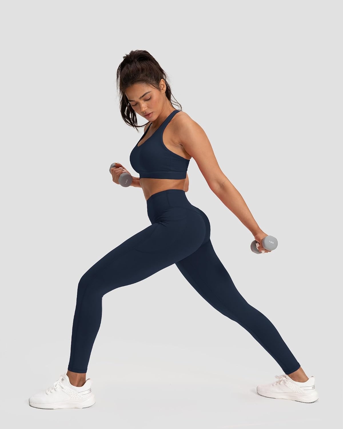 Stelle Leggings for Women with Pockets Workout Mid Waisted Yoga Pants | Flattering mid-waisted fit, Buttery soft, Four-way stretch, Breathable, 2 Side pockets, Fitness, Workout, Active performance(Midnight Blue)