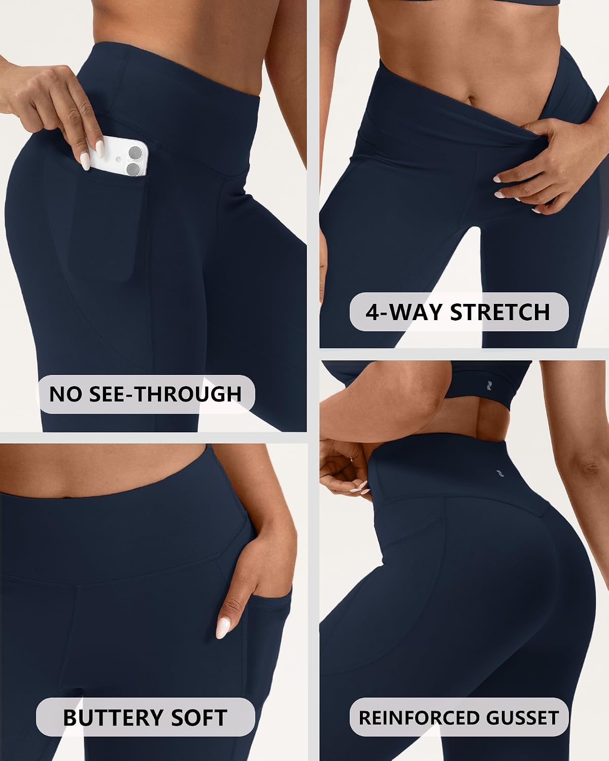 Stelle Leggings for Women with Pockets Workout Mid Waisted Yoga Pants | Flattering mid-waisted fit, Buttery soft, Four-way stretch, Breathable, 2 Side pockets, Fitness, Workout, Active performance(Midnight Blue)