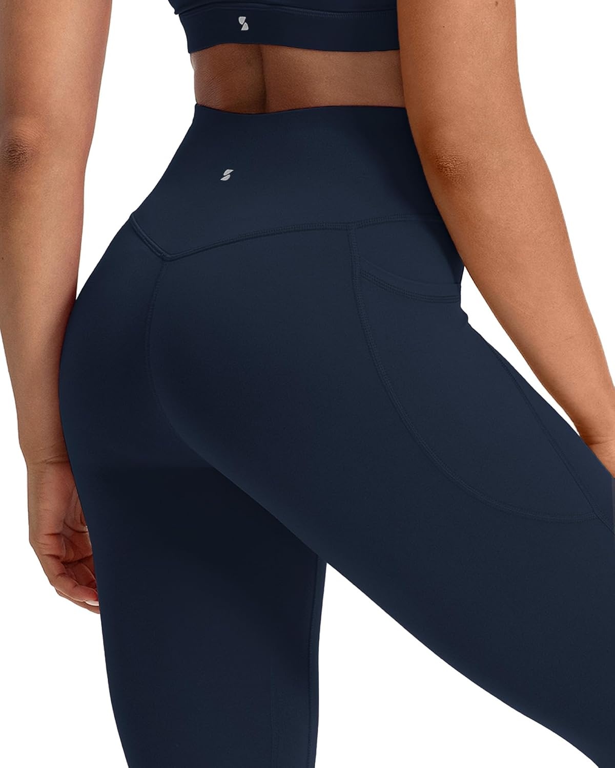 Stelle Leggings for Women with Pockets Workout Mid Waisted Yoga Pants | Flattering mid-waisted fit, Buttery soft, Four-way stretch, Breathable, 2 Side pockets, Fitness, Workout, Active performance(Midnight Blue)