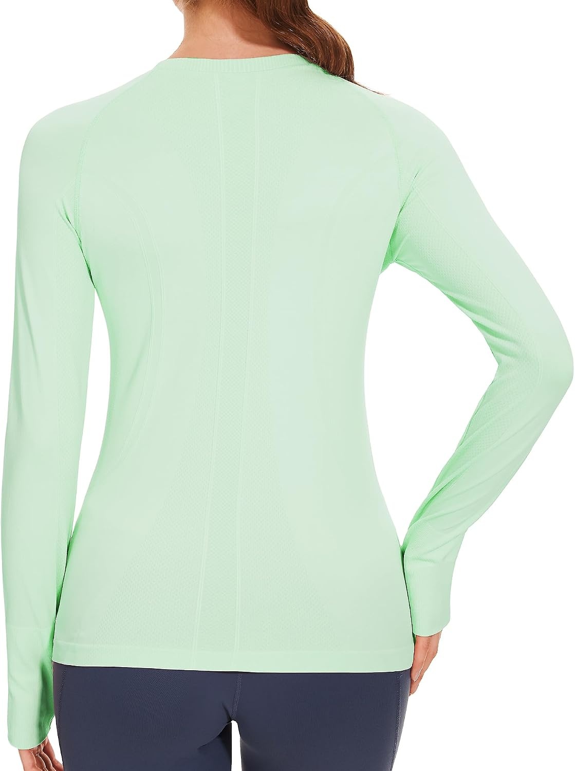 Stelle Womens Seamless Long Sleeve Workout Tops Compression Athletic Shirts | Seamless construction, Moisture-wicking fabric, Four-way stretch, Breathable, Soft, Thumbholes, Fitness, Active performance(Mint Green)
