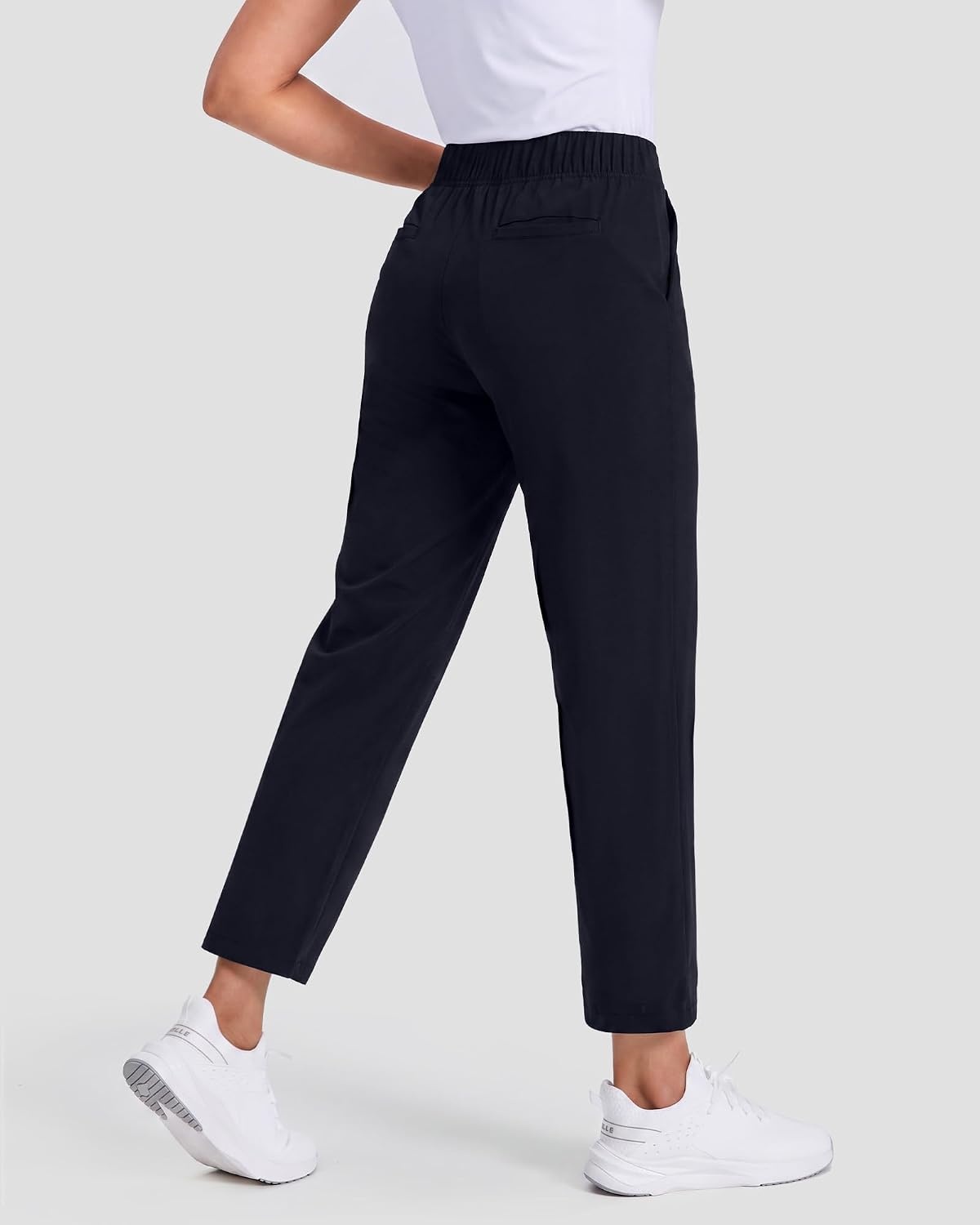 Stelle Women’s Golf Pants Stretch Business Casual Work Slacks 7/8 Ankle | Perfect for golf, travel, and office wear with a versatile fit that moves comfortably throughout your day(Black)