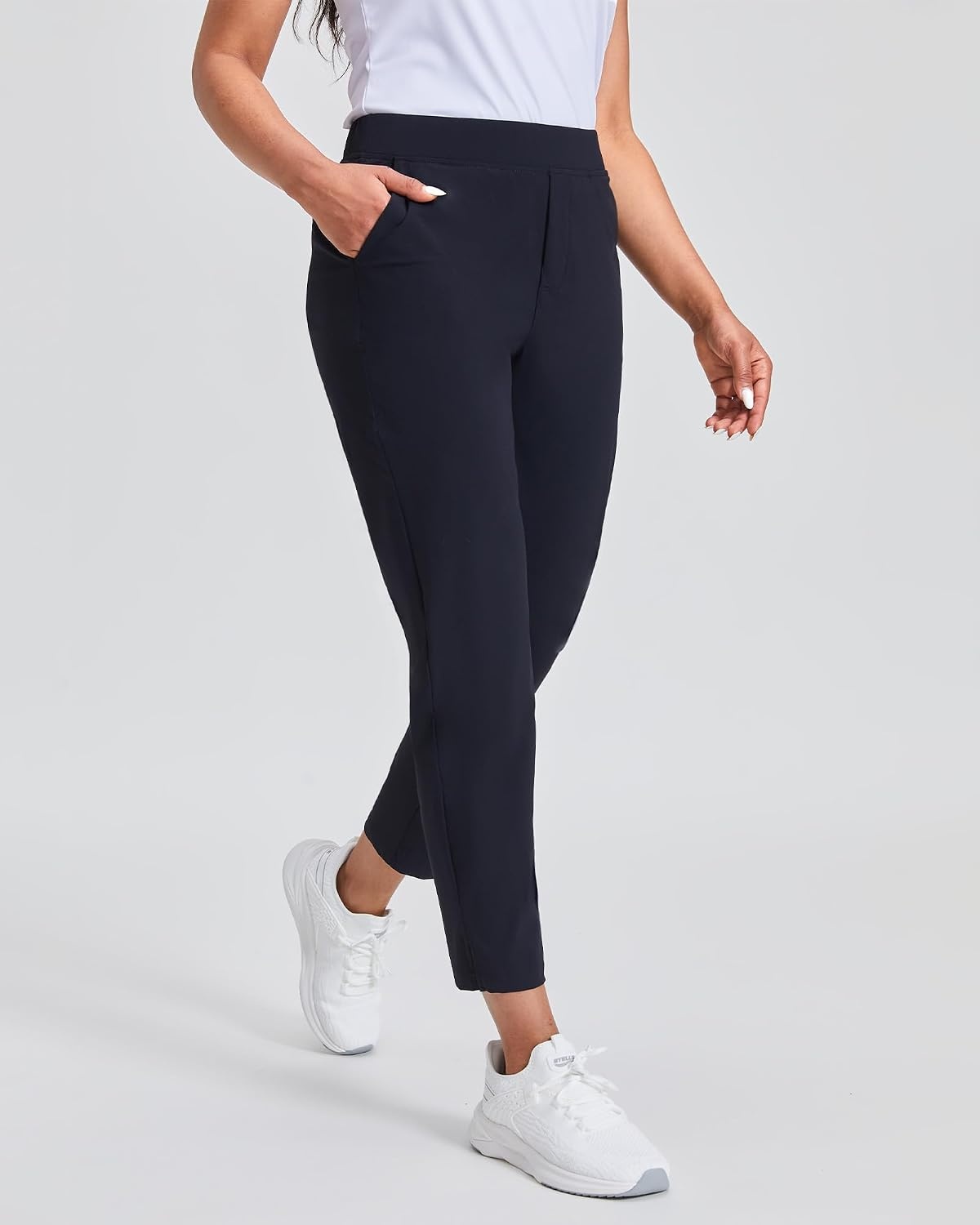 Stelle Women’s Golf Pants Stretch Business Casual Work Slacks 7/8 Ankle | Perfect for golf, travel, and office wear with a versatile fit that moves comfortably throughout your day(Black)