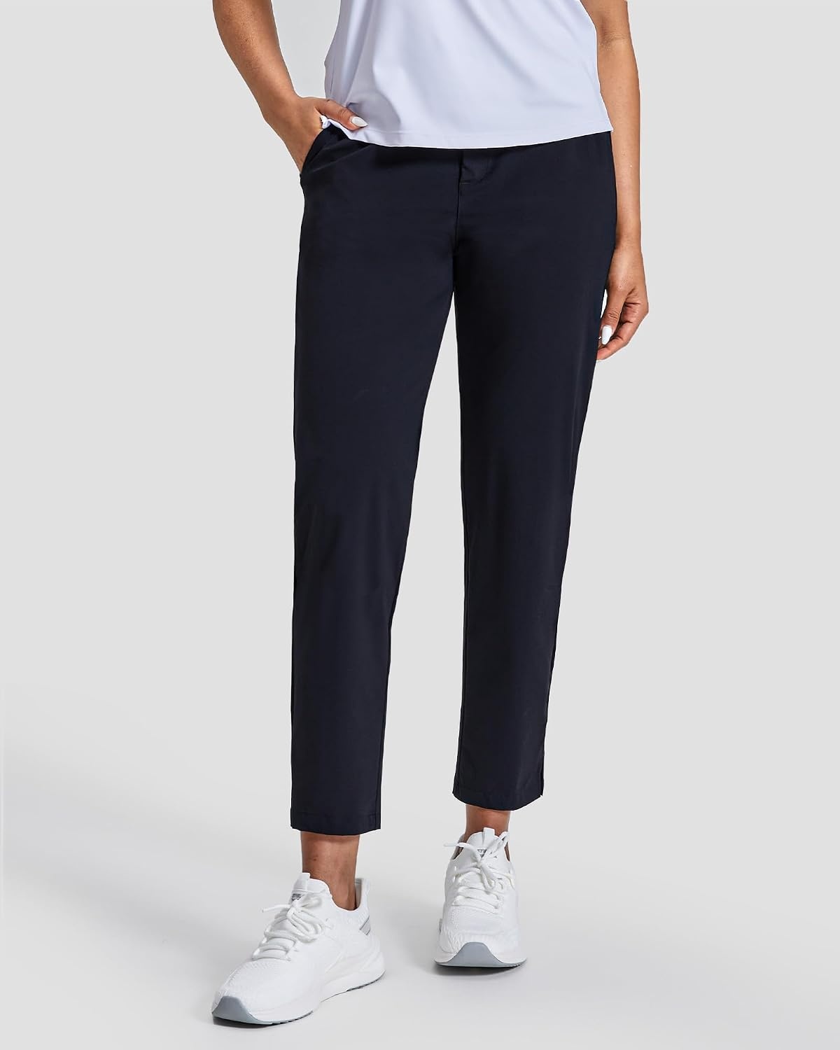 Stelle Women’s Golf Pants Stretch Business Casual Work Slacks 7/8 Ankle | Perfect for golf, travel, and office wear with a versatile fit that moves comfortably throughout your day(Black)