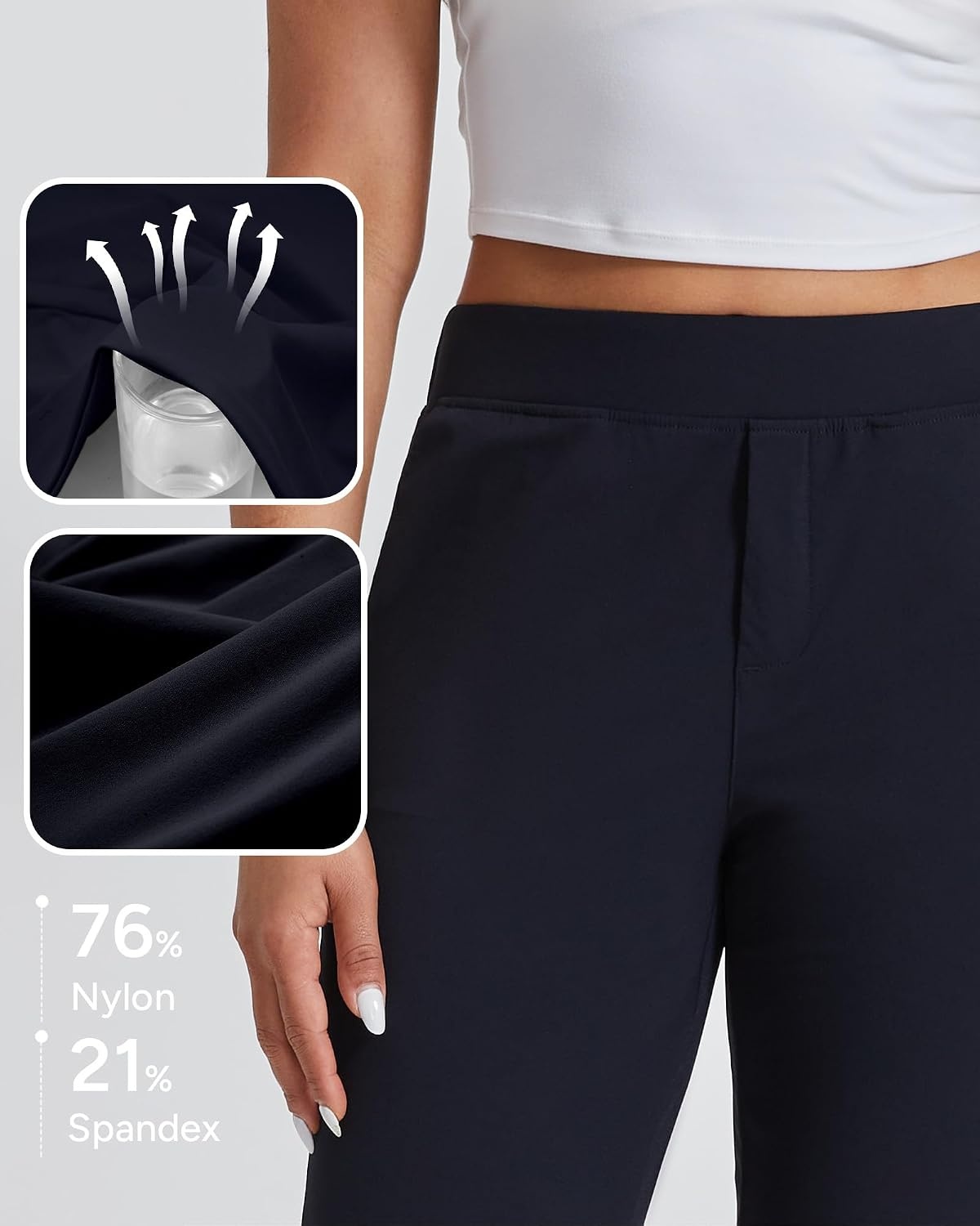 Stelle Women’s Golf Pants Stretch Business Casual Work Slacks 7/8 Ankle | Perfect for golf, travel, and office wear with a versatile fit that moves comfortably throughout your day(Black)