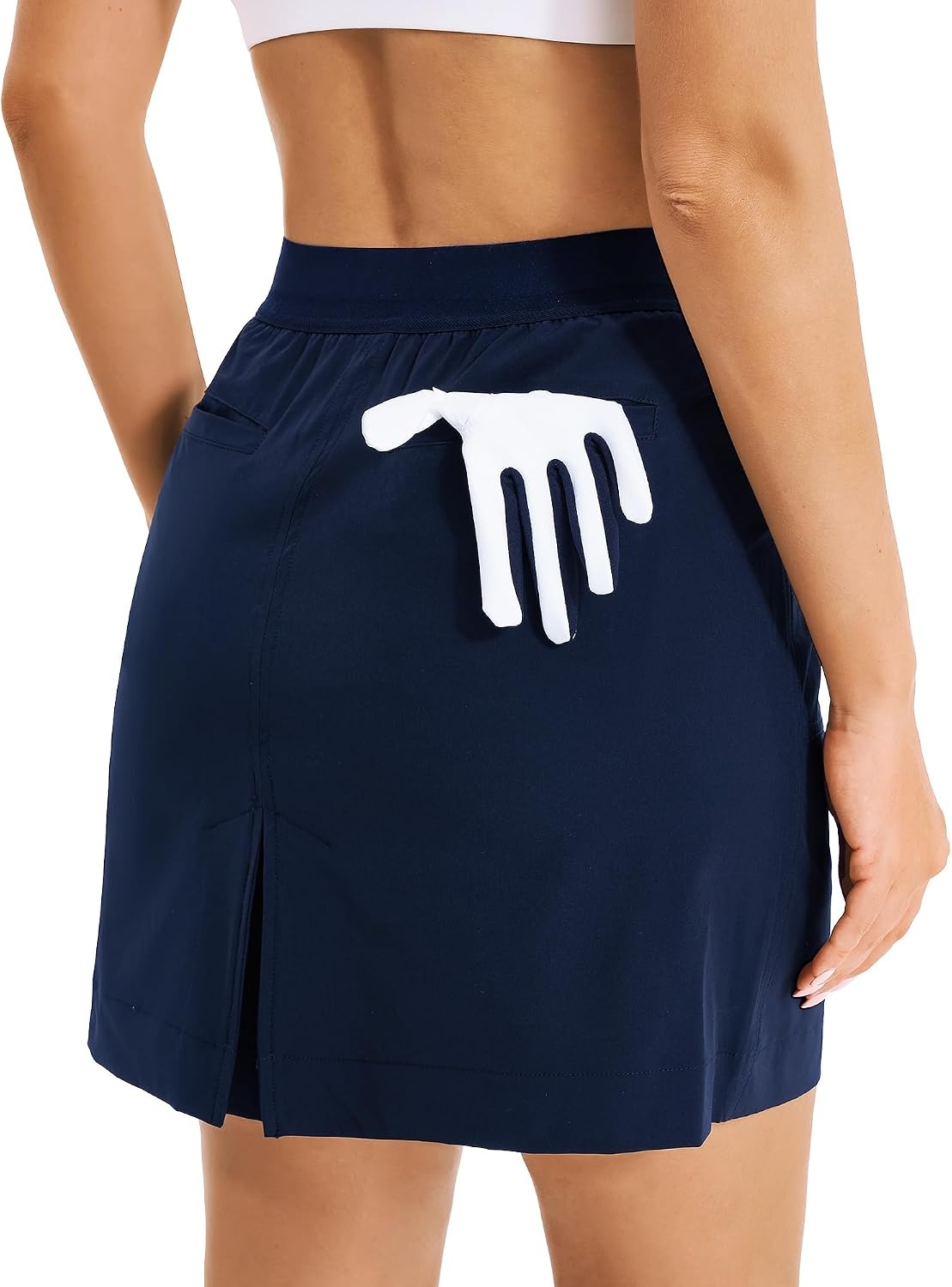 Stelle Women’s Golf Tennis Skorts 18″ Stretchy Workout Hiking Skirt with Inner Pocket(Navy)