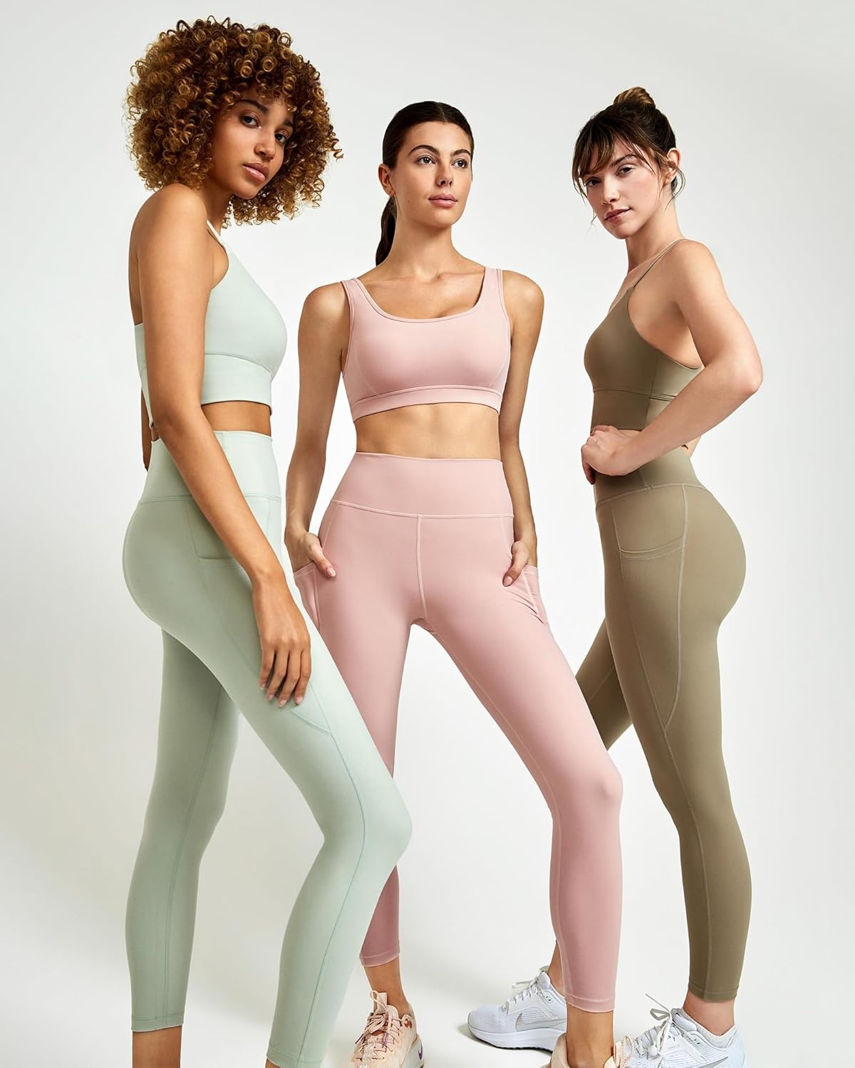 Stelle High Waisted Yoga Leggings with Pockets, Buttery Soft Workout Yoga Pants for Women Tummy Control Running Gym(Brushed Buttery Soft-tea Brown)