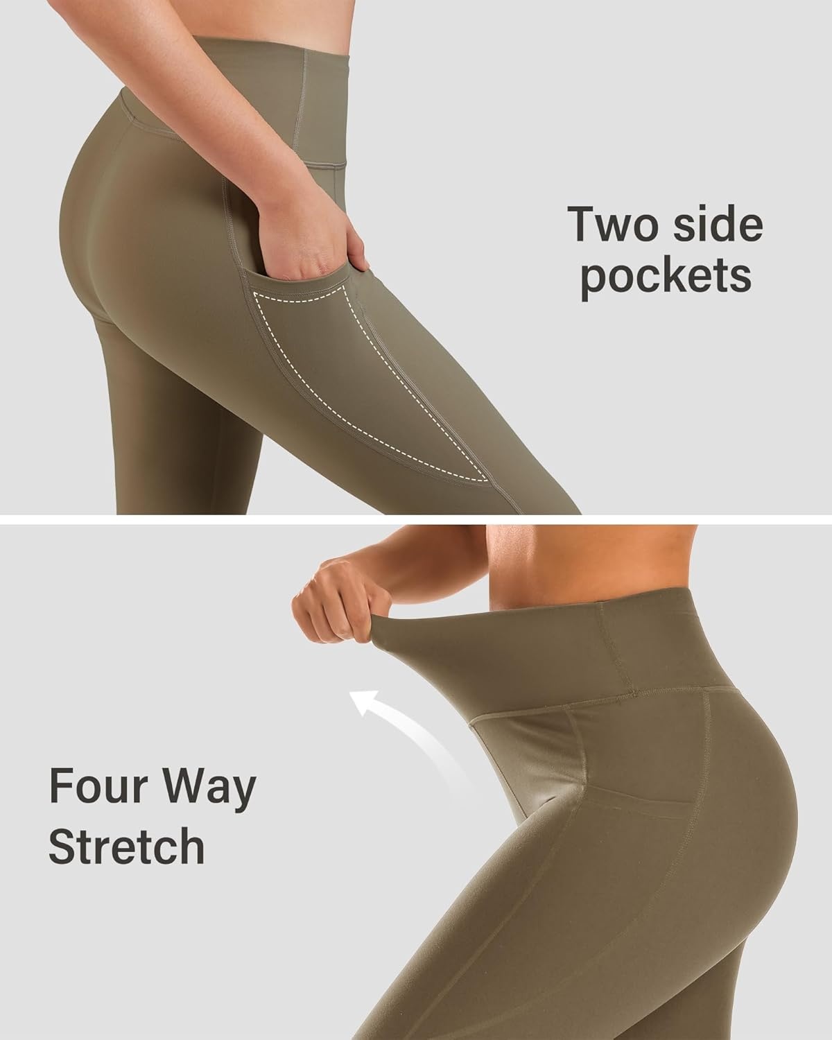 Stelle High Waisted Yoga Leggings with Pockets, Buttery Soft Workout Yoga Pants for Women Tummy Control Running Gym(Brushed Buttery Soft-tea Brown)