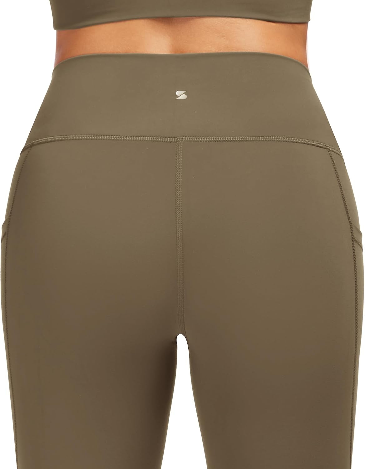 Stelle High Waisted Yoga Leggings with Pockets, Buttery Soft Workout Yoga Pants for Women Tummy Control Running Gym(Brushed Buttery Soft-tea Brown)