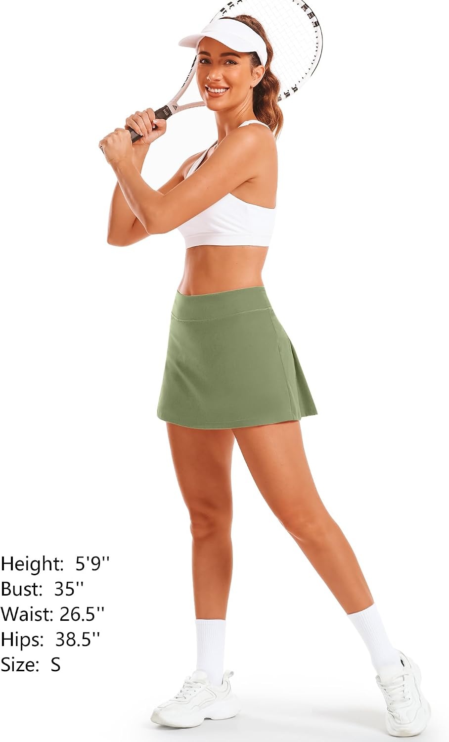 Stelle Women Tennis Skirt High Waisted Athletic Golf Skorts with Pockets(Army Green)