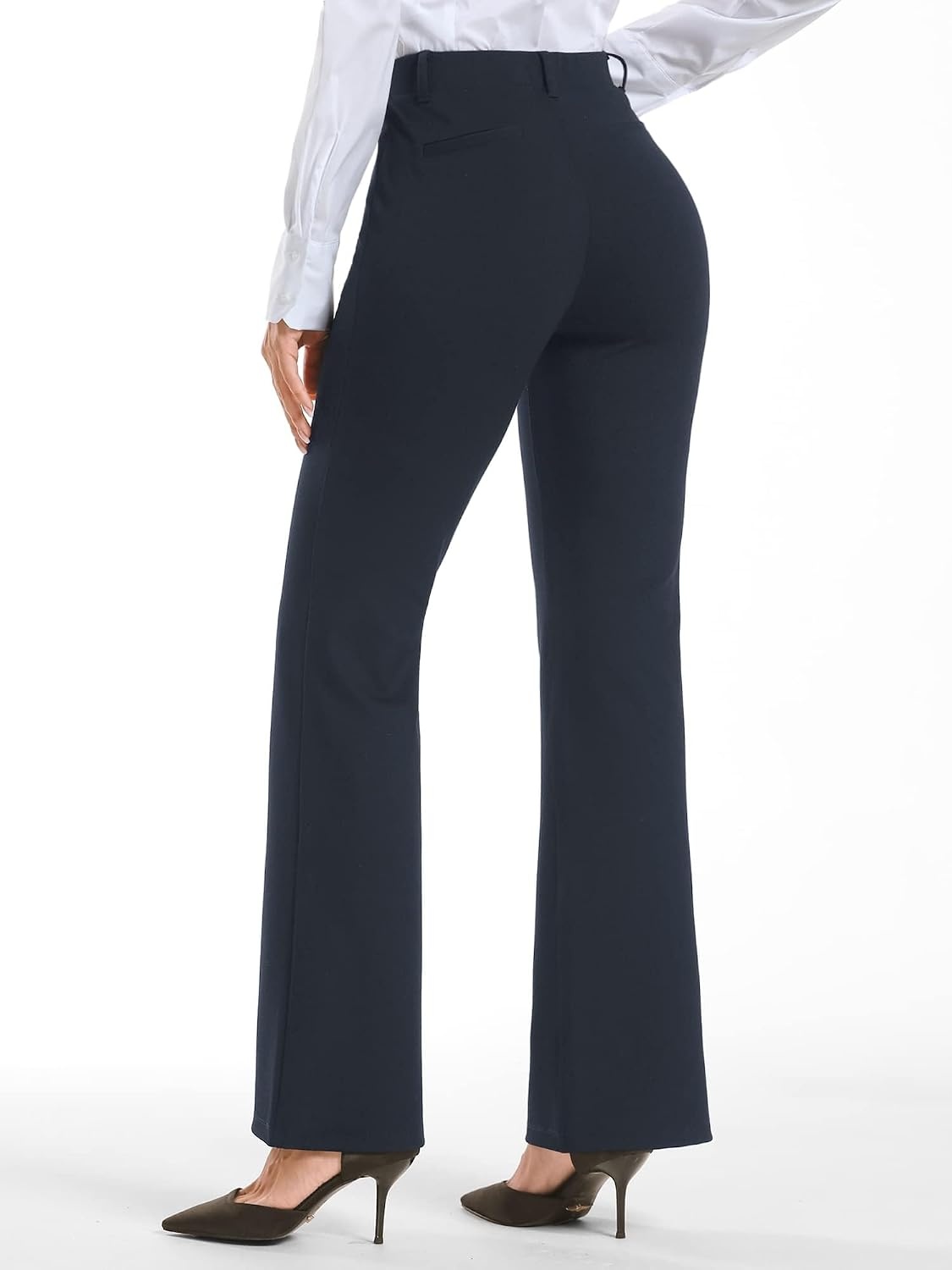 Stelle Womens Bootcut Stretch Dress Work Pants Slacks with Pockets Pull On | Business Casual Office Slacks, 4-Way Stretch Non-See-Through Fabric, Front Pockets, 28″/30″/32″ Inseam Options(Navy)