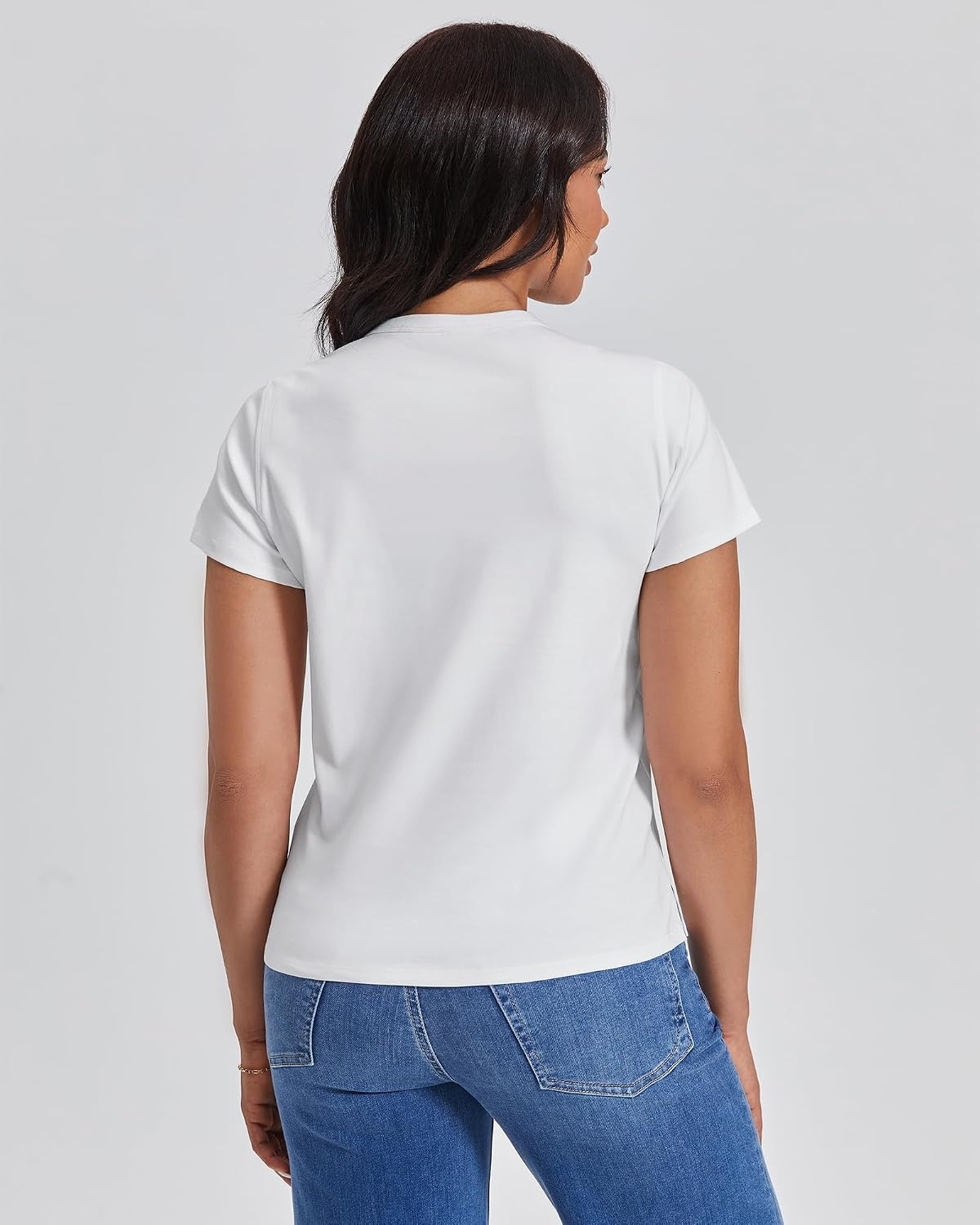 Stelle Women’s Cotton Crewneck T Shirt Short Sleeve Basic Tees Summer Tops(White)