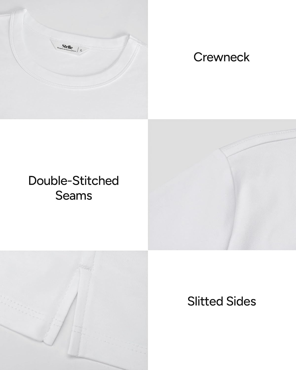 Stelle Women’s Cotton Crewneck T Shirt Short Sleeve Basic Tees Summer Tops(White)