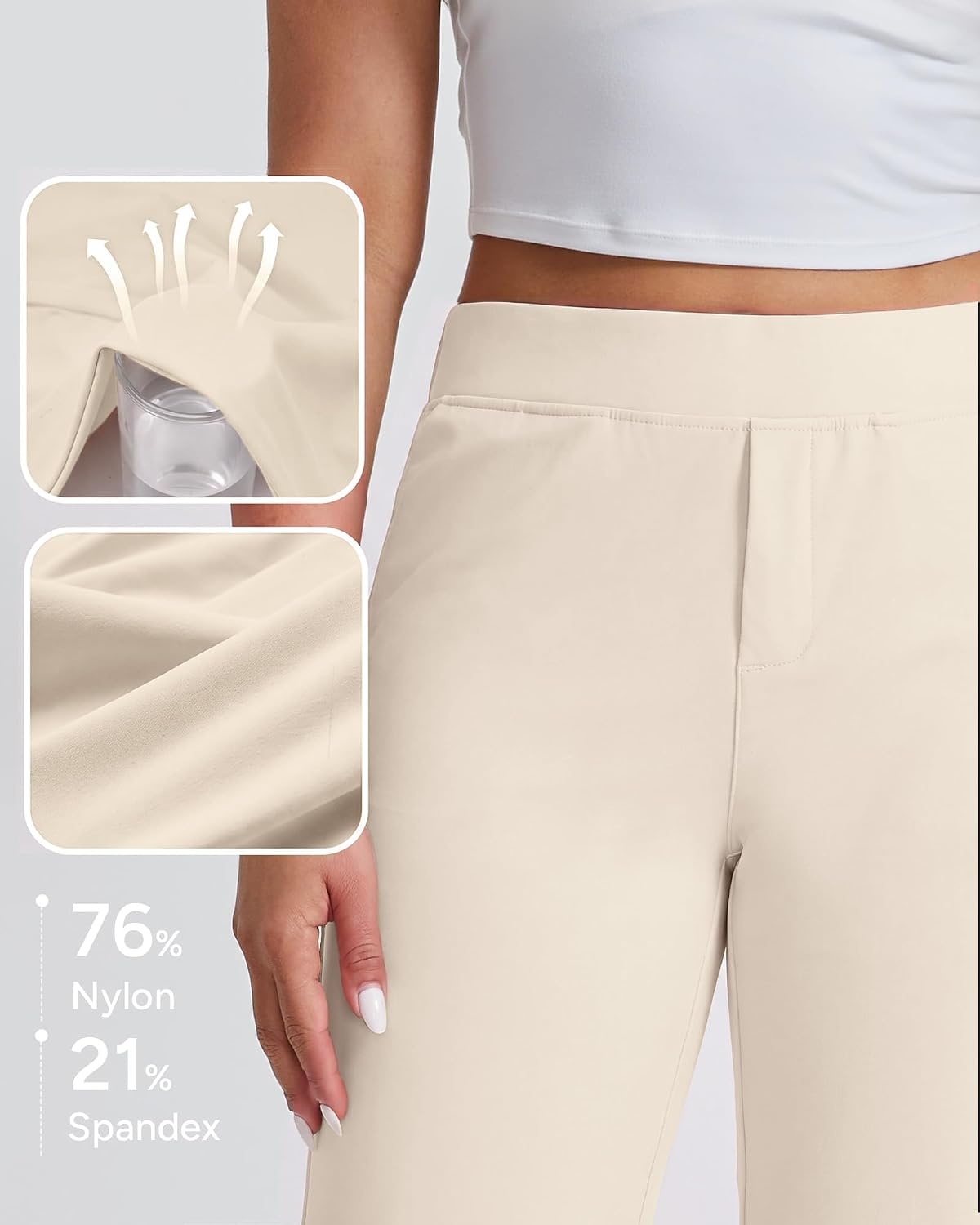 Stelle Women’s Golf Pants Stretch Business Casual Work Slacks 7/8 Ankle | Perfect for golf, travel, and office wear with a versatile fit that moves comfortably throughout your day(White Beige)