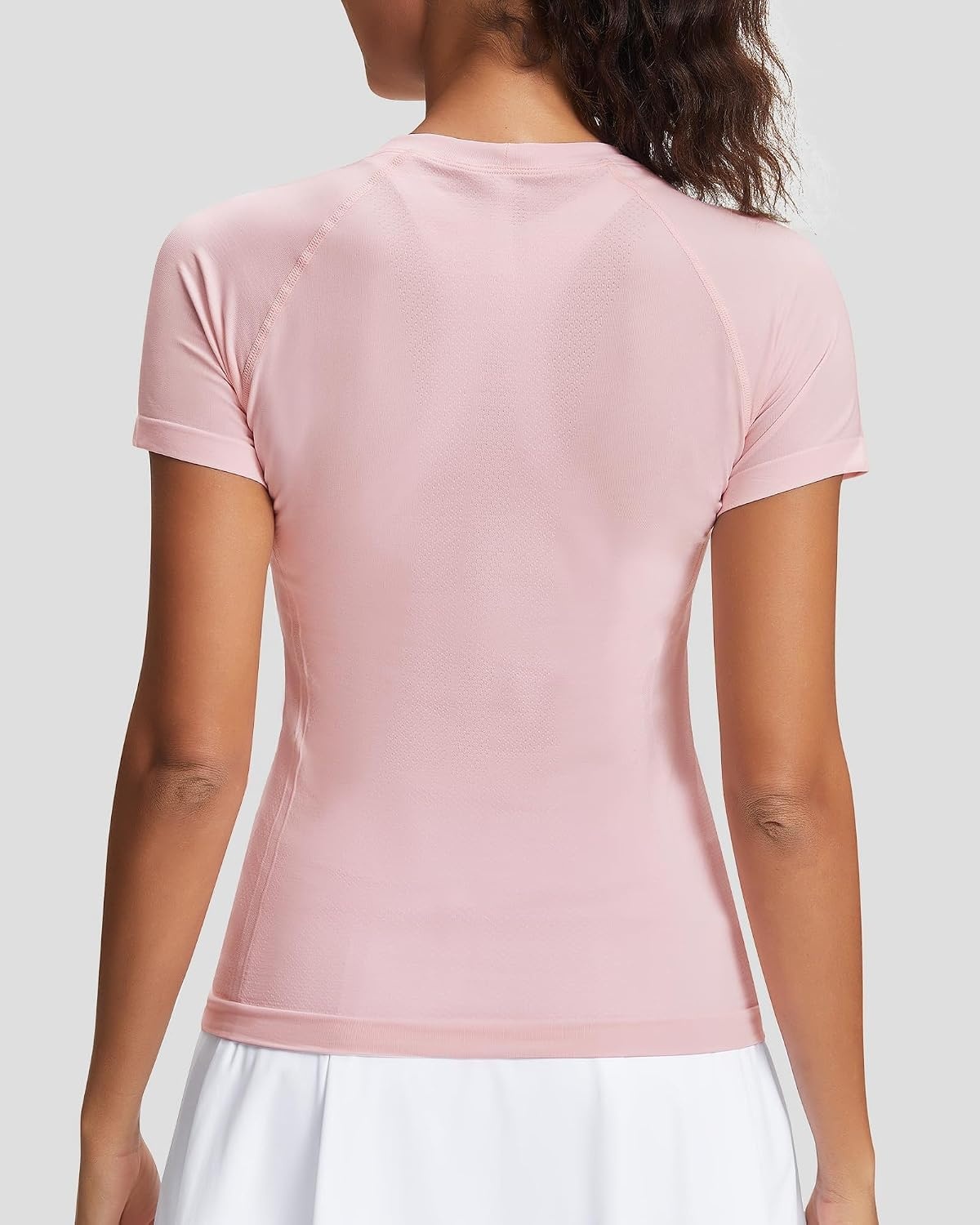 Stelle Womens Workout Tops Short Sleeve Seamless Athletic Shirts Yoga Gym Running T-Shirts(Strawberry Milk)