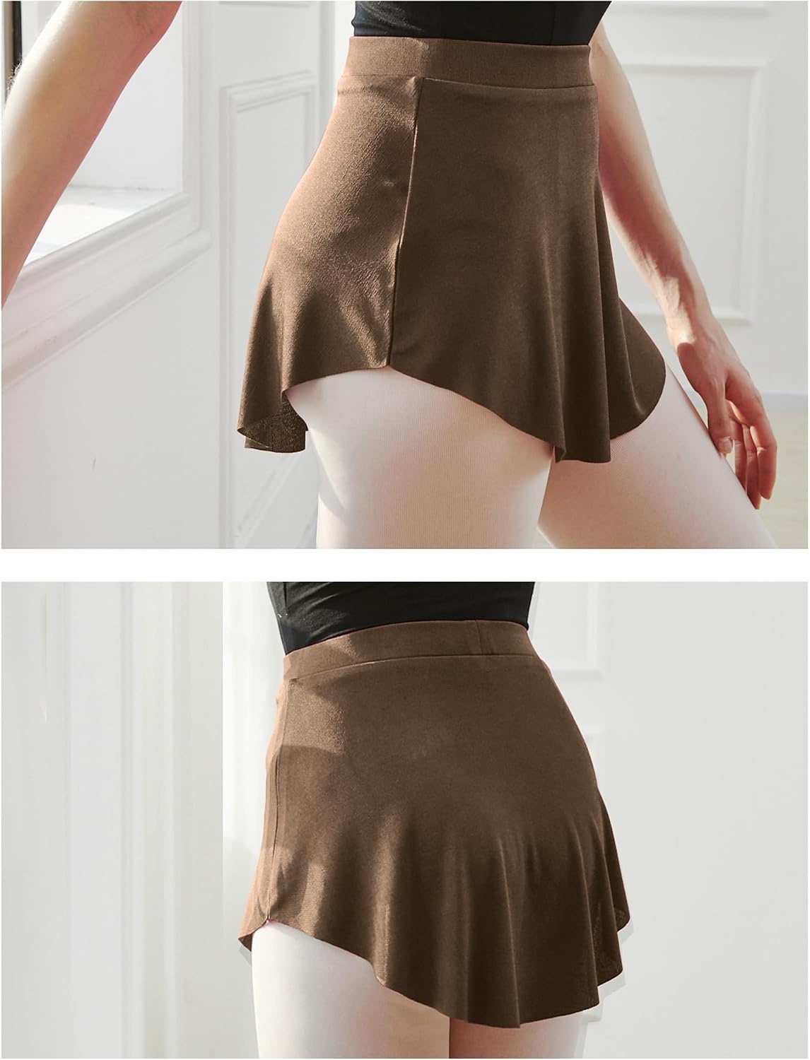 Stelle Ballet Skirt Women Dance Wrap Pull-On Skirts for Adult(Coffee)