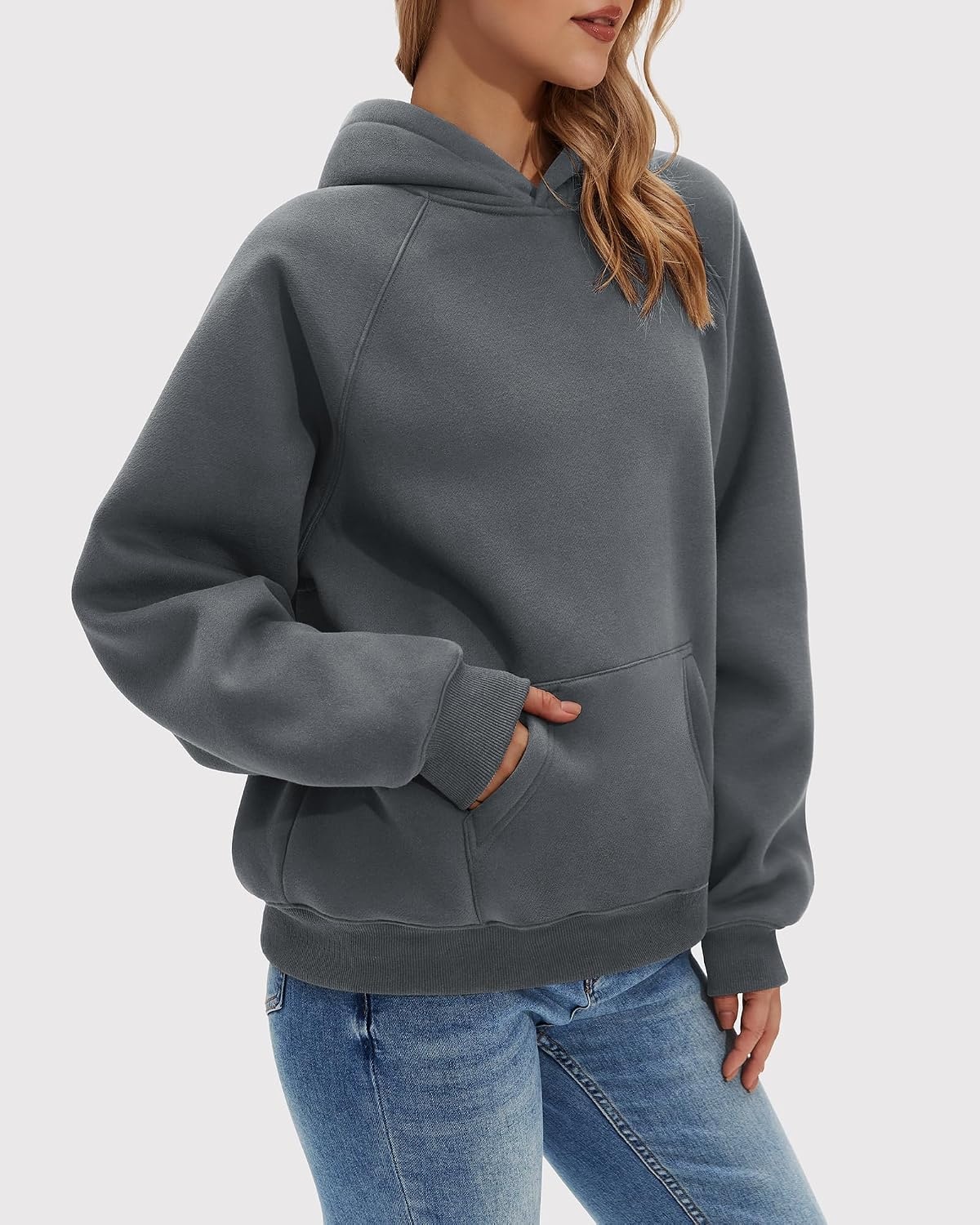 Stelle Women’s Oversized Fleece Hoodies Long Sleeve Casual Sweatshirt(Charcoal)