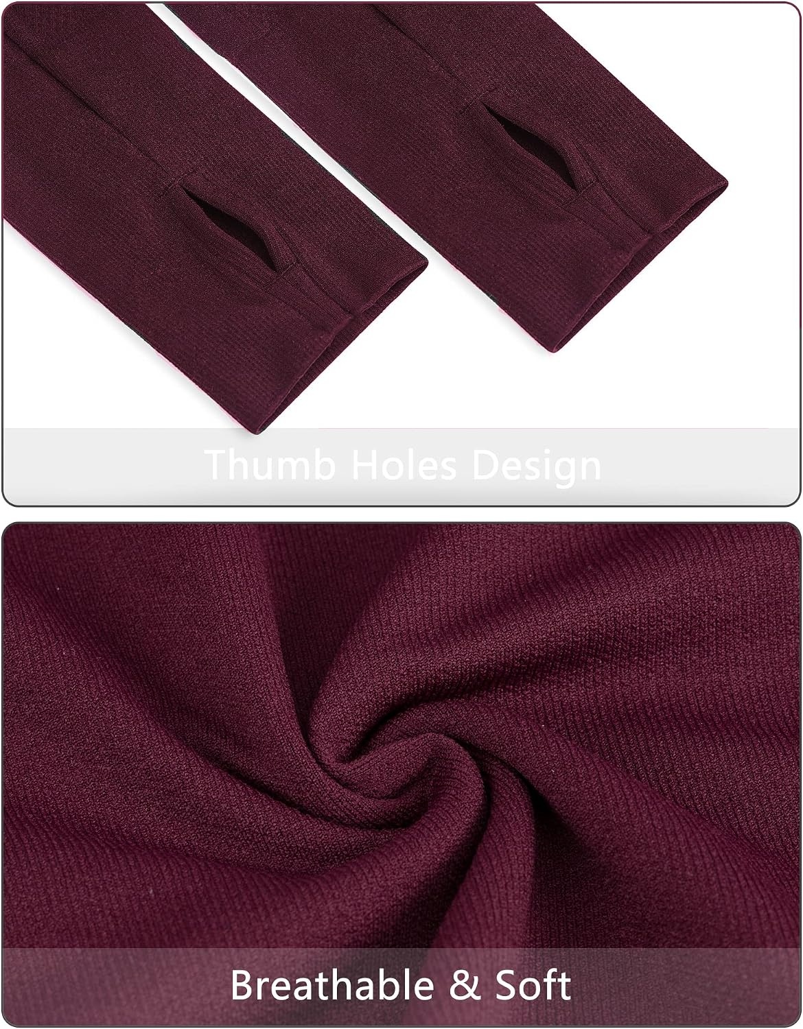 Stelle Women Workout Tops Long Sleeve Seamless Compression Athletic Shirts Yoga Gym Sports Breathable Tees(Burgundy)