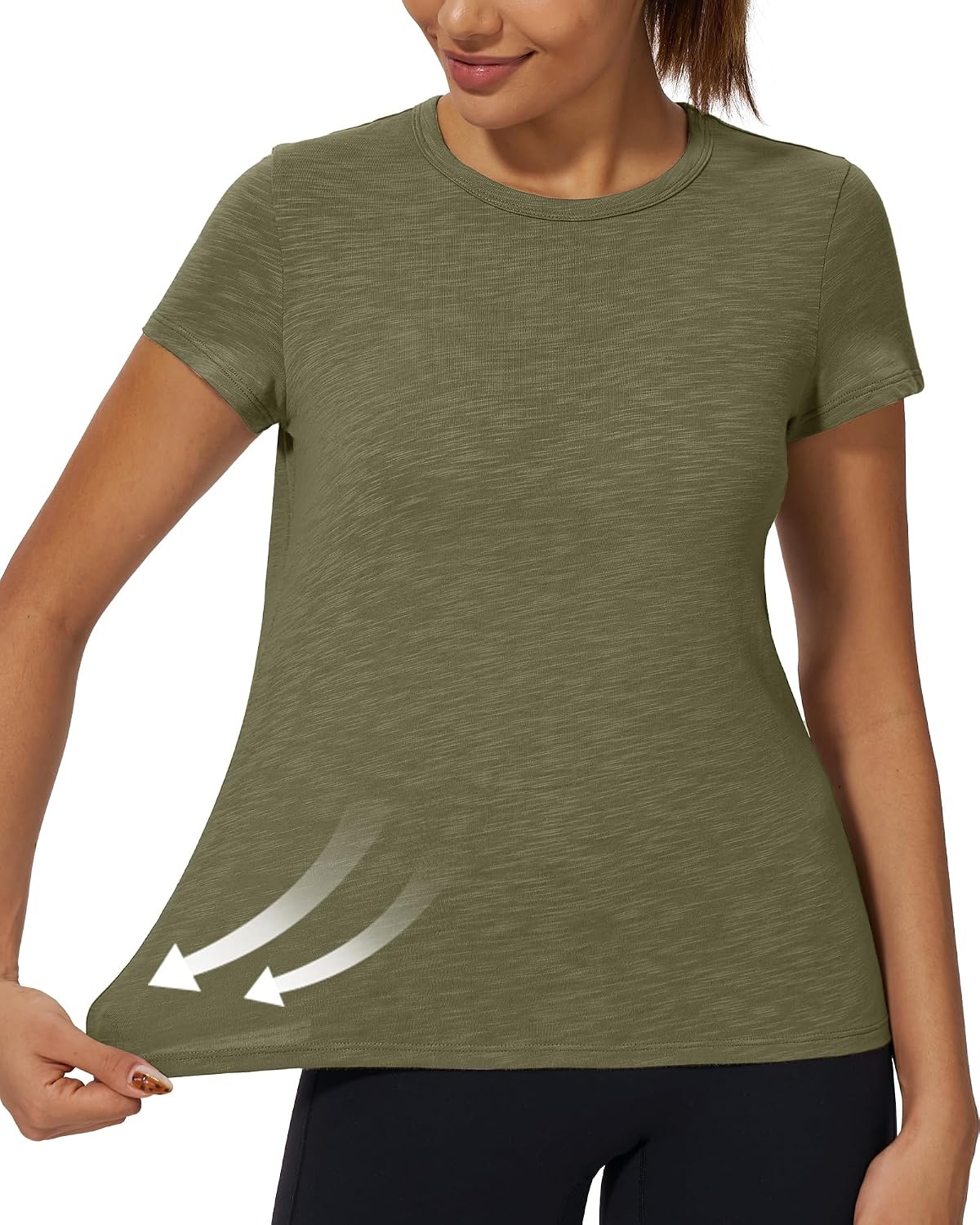 Stelle Womens Modal Soft Crewneck Short Sleeve T Shirts Basic Tees | Breathable,Cotton Blend,Loose Fit,Lightweight,Casual,Layering essential,Streetwear,Summer Outfits(Olive Green)