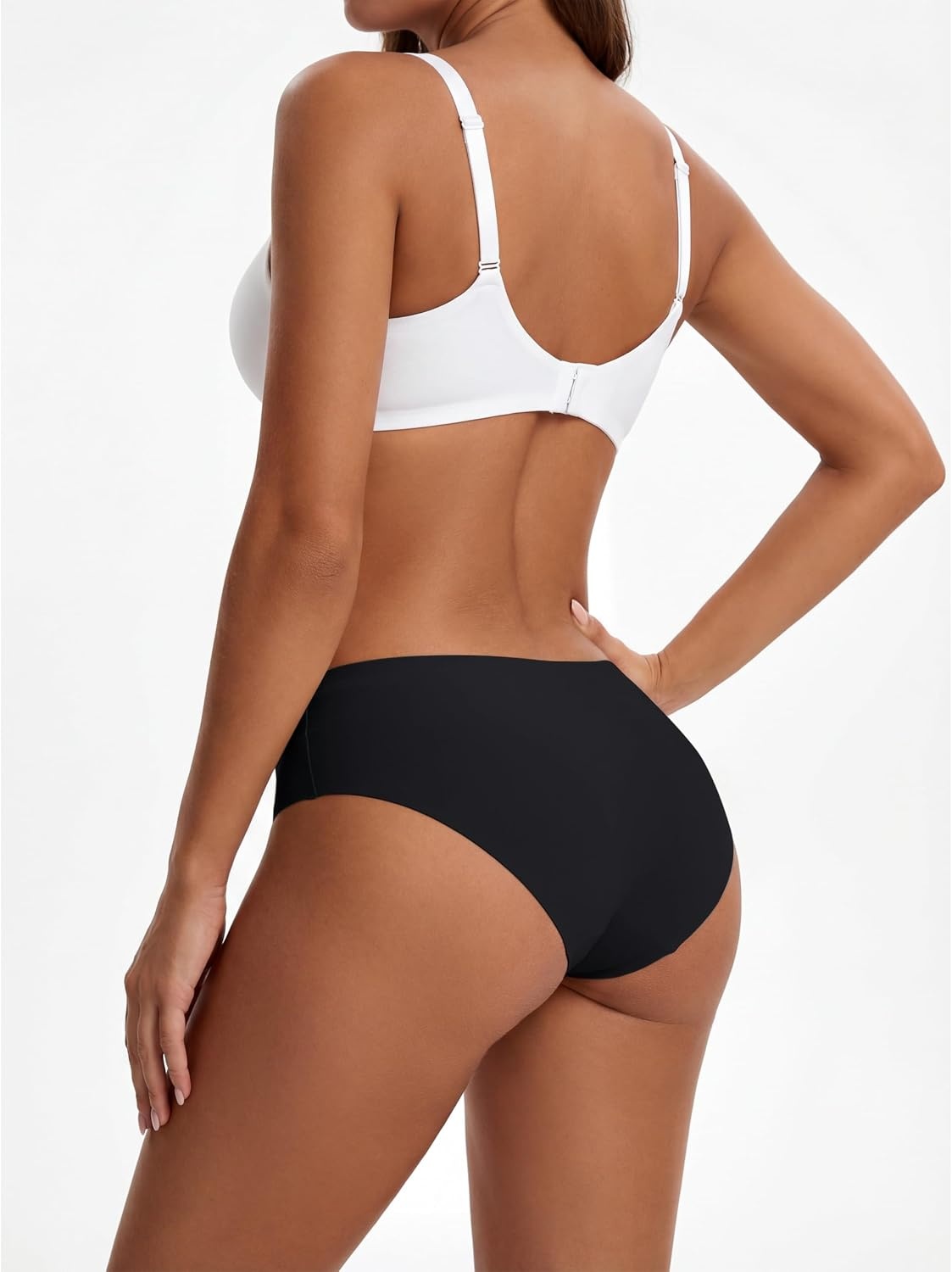 Stelle Women’s 5-Pack Seamless Hipster Underwear No Show Panties(5 Black)