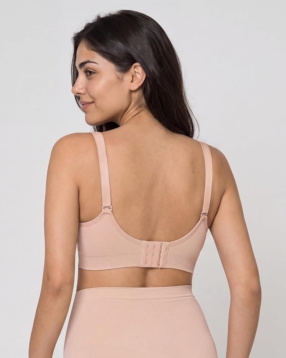 Stelle Nursing Bras Maternity Bralette Seamless for Breastfeeding | Removable pads, Soft stretch fabric, One-hand clips, Pregnancy, Postpartum, Everyday comfort(1 Pack Almond)