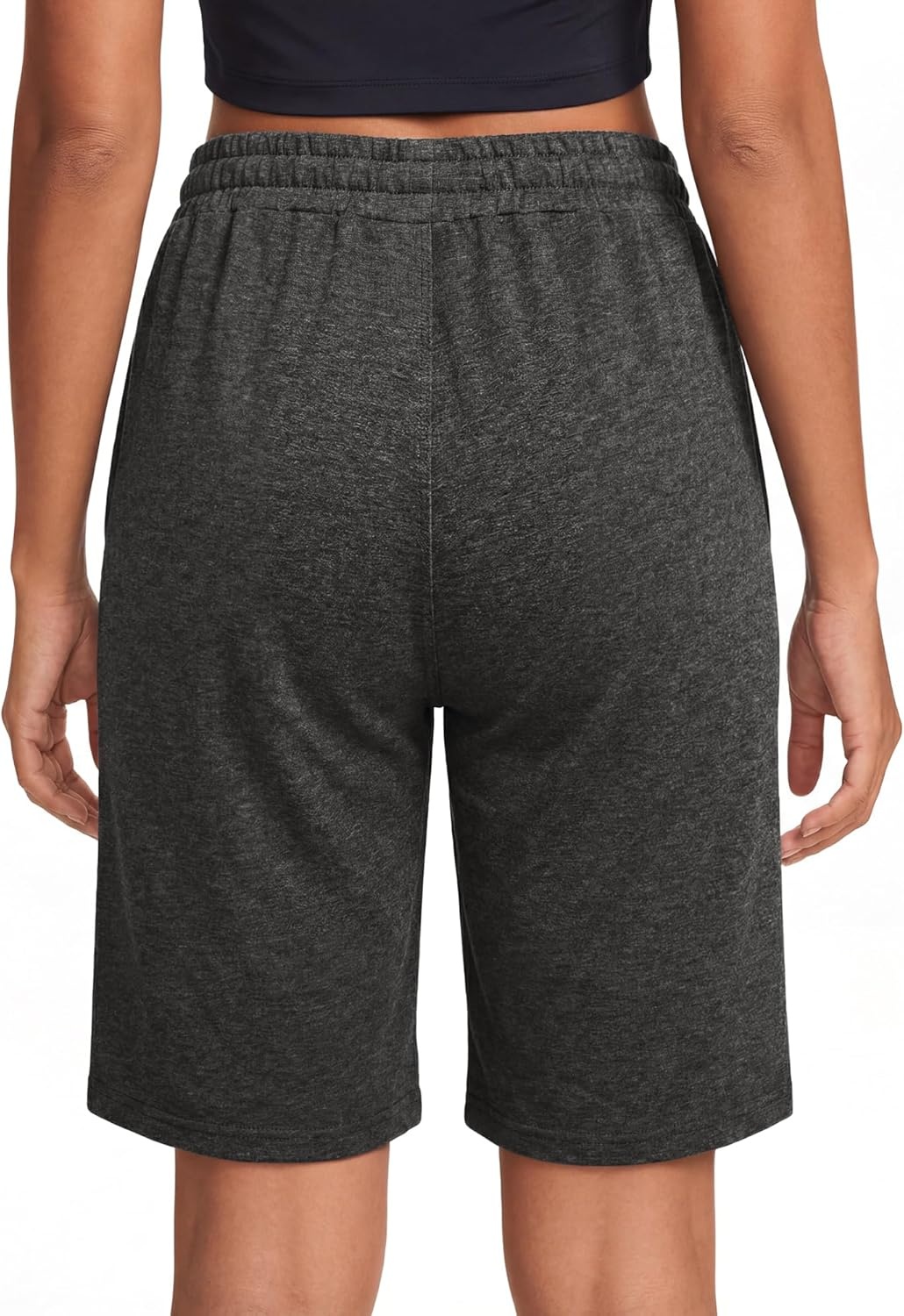 Stelle Women’s Cotton Bermuda Shorts 10″ Long Knee Length Comfy Sweat Shorts with Deep Pockets Lounge Casual Summer(10″ Heather Charcoal)