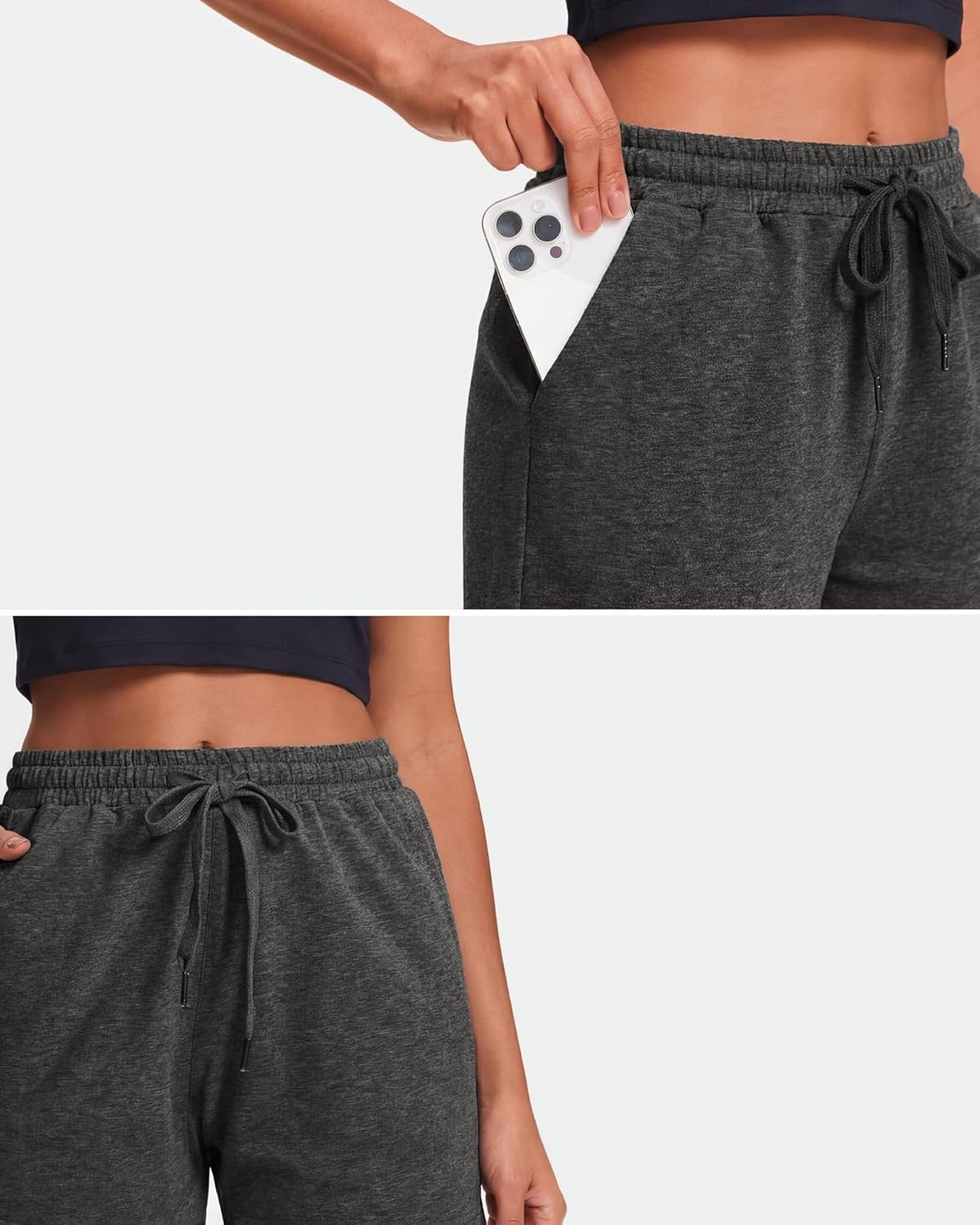 Stelle Women’s Cotton Bermuda Shorts 10″ Long Knee Length Comfy Sweat Shorts with Deep Pockets Lounge Casual Summer(10″ Heather Charcoal)