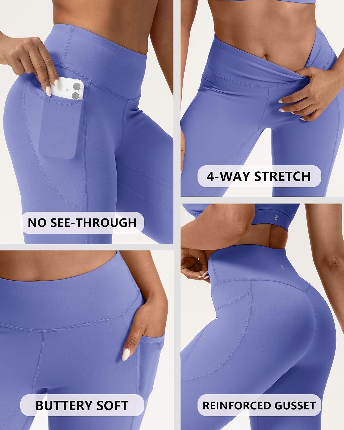 Stelle Leggings for Women with Pockets Workout Mid Waisted Yoga Pants | Flattering mid-waisted fit, Buttery soft, Four-way stretch, Breathable, 2 Side pockets, Fitness, Workout, Active performance(Periwinkle)
