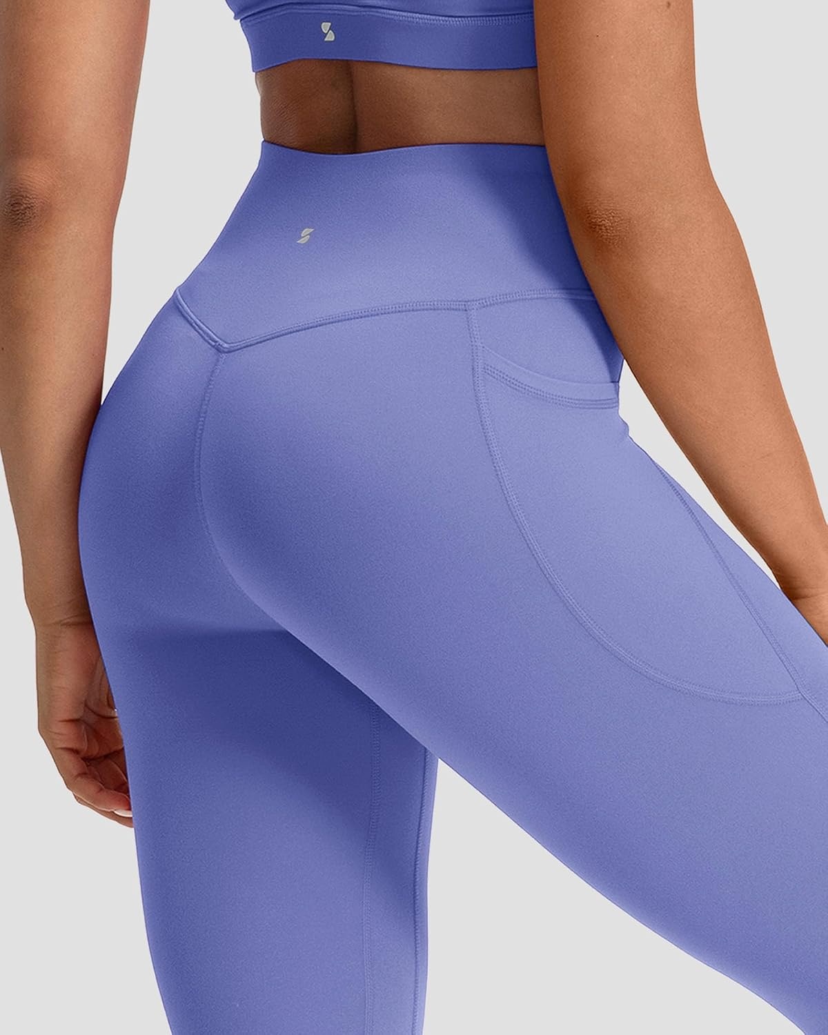 Stelle Leggings for Women with Pockets Workout Mid Waisted Yoga Pants | Flattering mid-waisted fit, Buttery soft, Four-way stretch, Breathable, 2 Side pockets, Fitness, Workout, Active performance(Periwinkle)