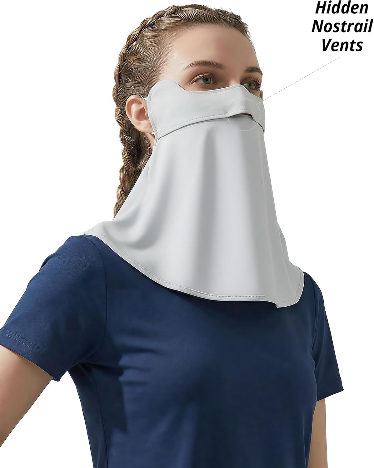 Stelle UV Protection Face Cover Breathable Cooling Neck Coverage Gaiter Scarf Summer Outdoor Activities(Light Grey)