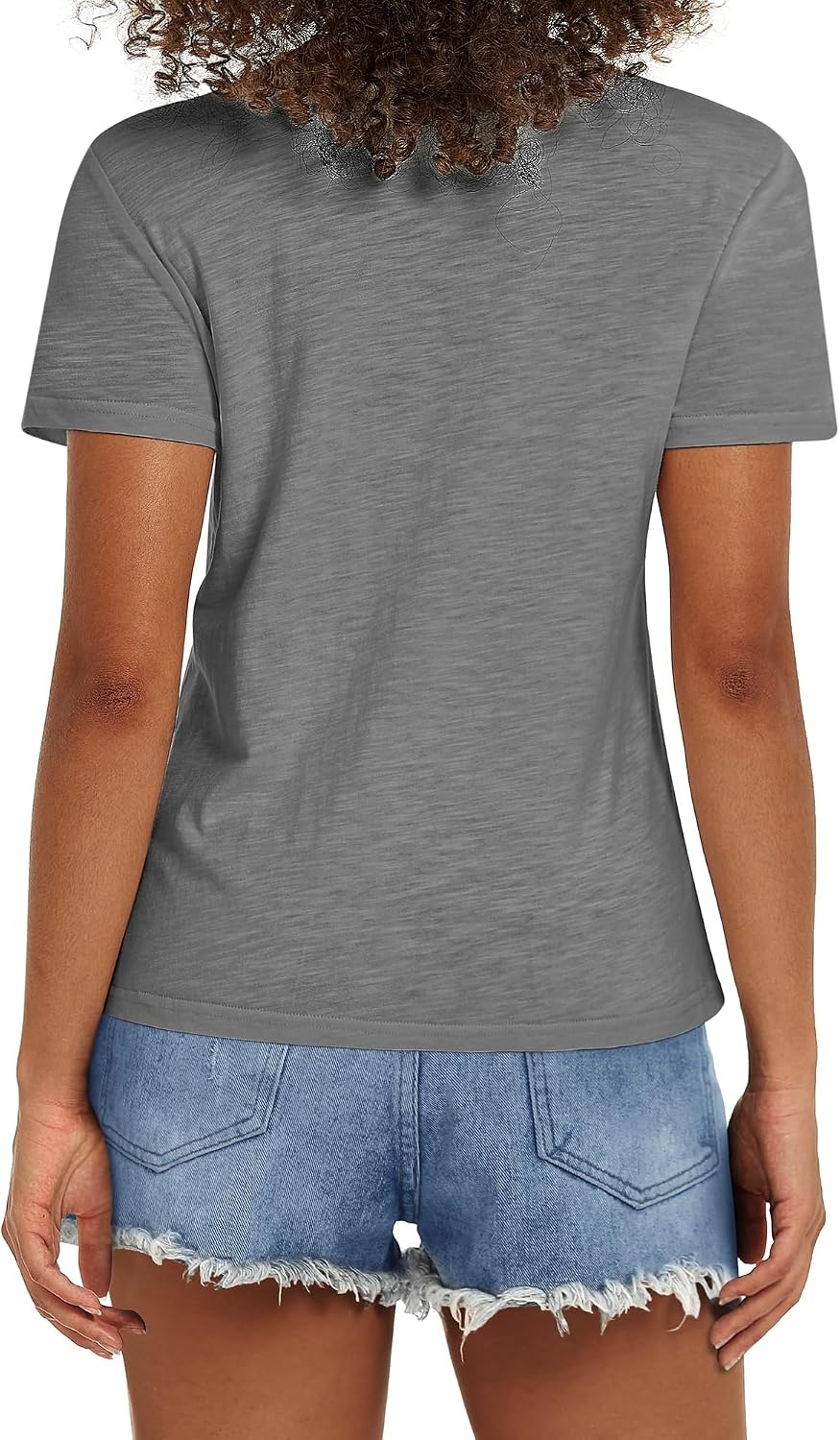 Stelle Women T Shirts Crew Neck Short Sleeve Shirts Soft Summer Classic Fit Tees(Dark Grey)