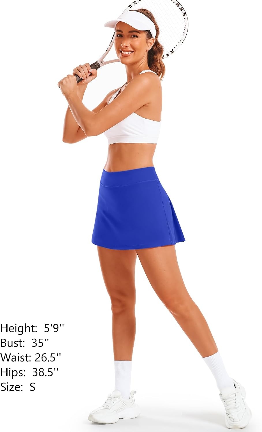 Stelle Women Tennis Skirt High Waisted Athletic Golf Skorts with Pockets | Tummy Control, Built-In Shorts, Deep Pockets, Pleated, Breathable, Lightweight, Tennis, Golf, Pickleball, Running, Workout(Atlantic Blue)