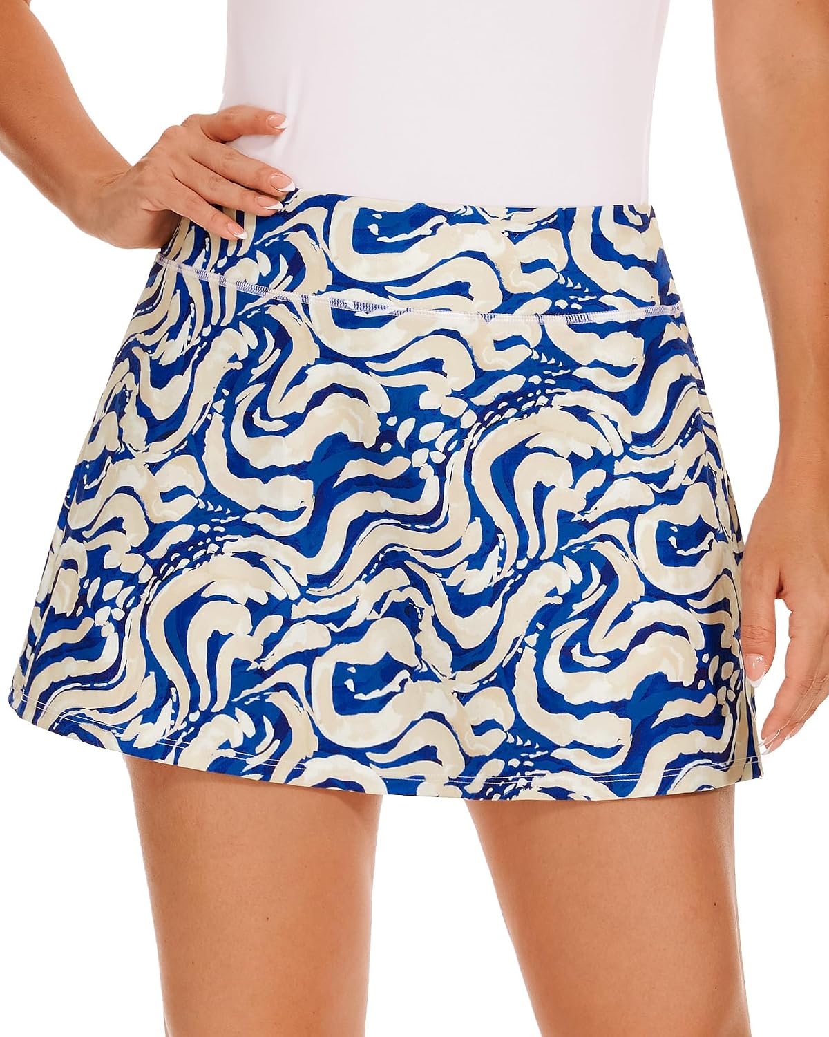 Stelle Women Tennis Skirt High Waisted Athletic Golf Skorts with Pockets | Tummy Control, Built-In Shorts, Deep Pockets, Pleated, Breathable, Lightweight, Tennis, Golf, Pickleball, Running, Workout(Ocean Breeze)