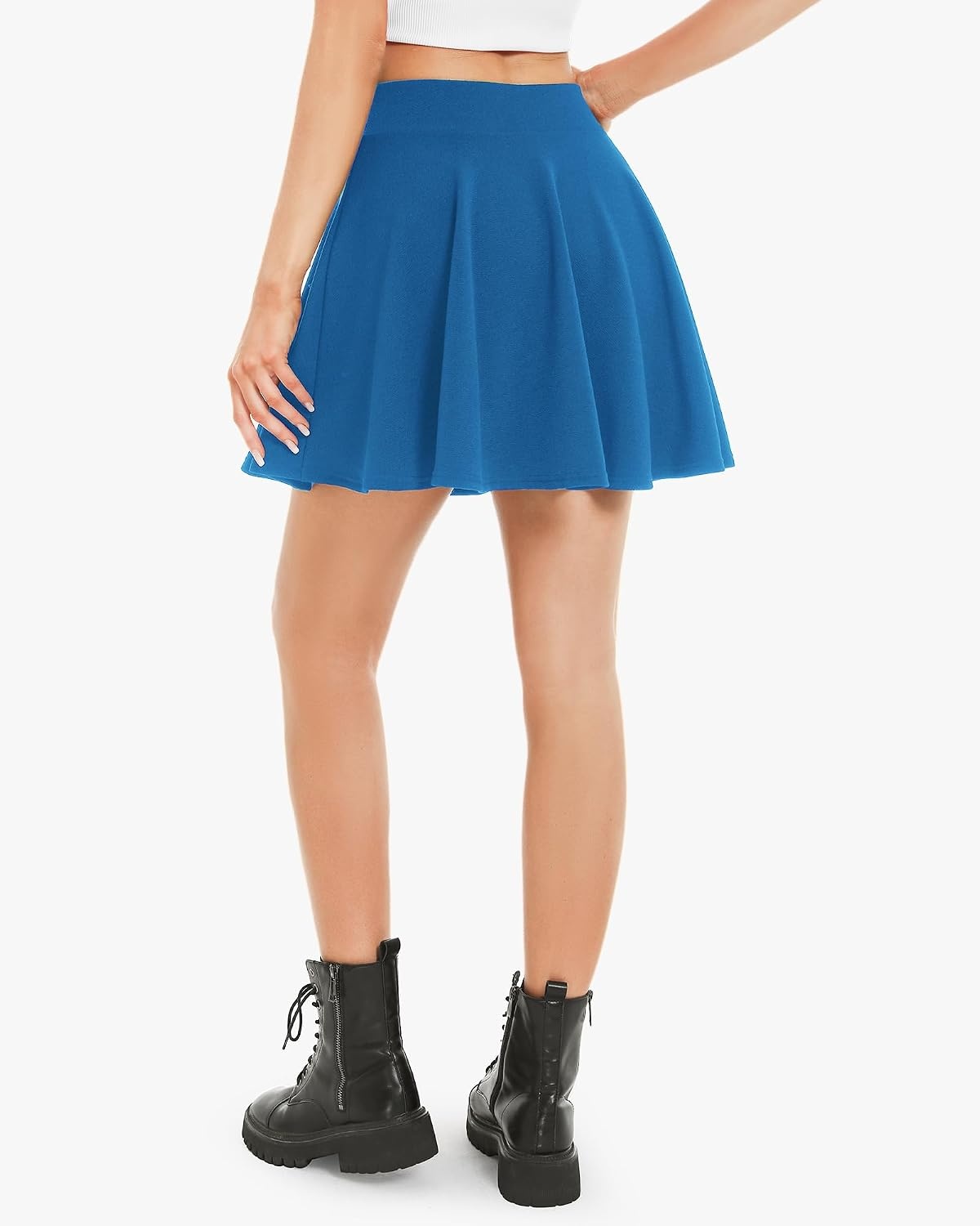 Stelle Women’s Casual Skort with Shorts Basic Versatile Stretchy Flared Pleated Skater Mini Skirts(Electric Blue)
