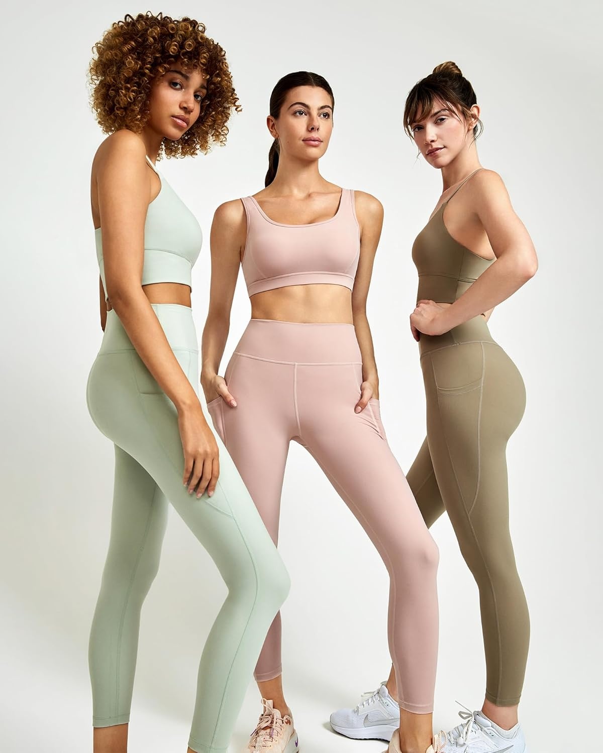 Stelle High Waisted Yoga Leggings with Pockets, Buttery Soft Workout Yoga Pants for Women Tummy Control Running Gym(Brushed Buttery Soft-mint Green)